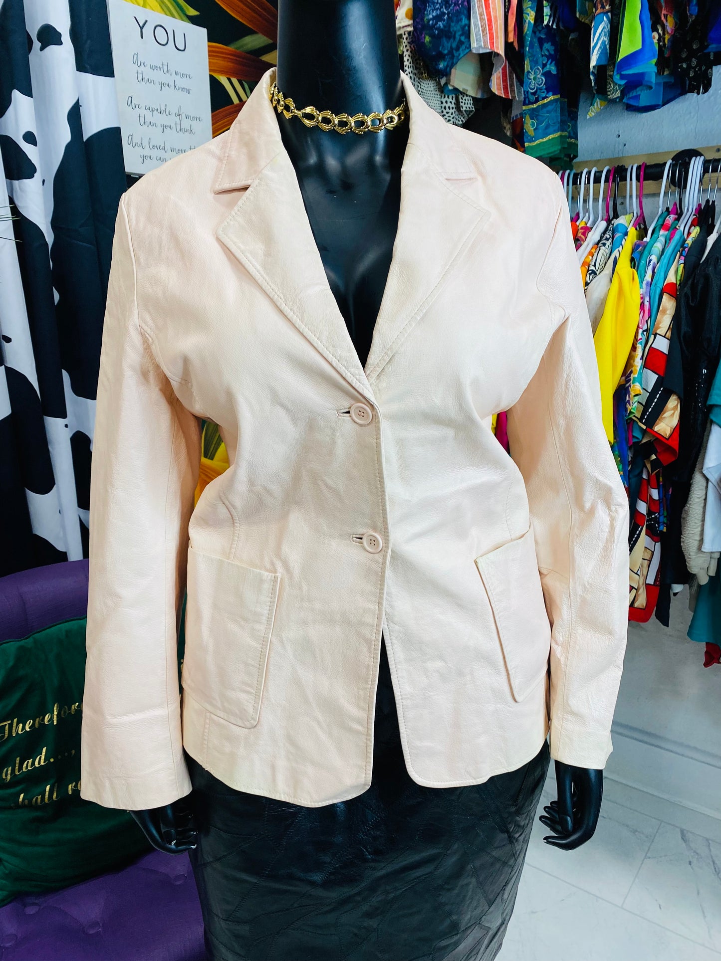 Vintage 100% Pink leather Jacket