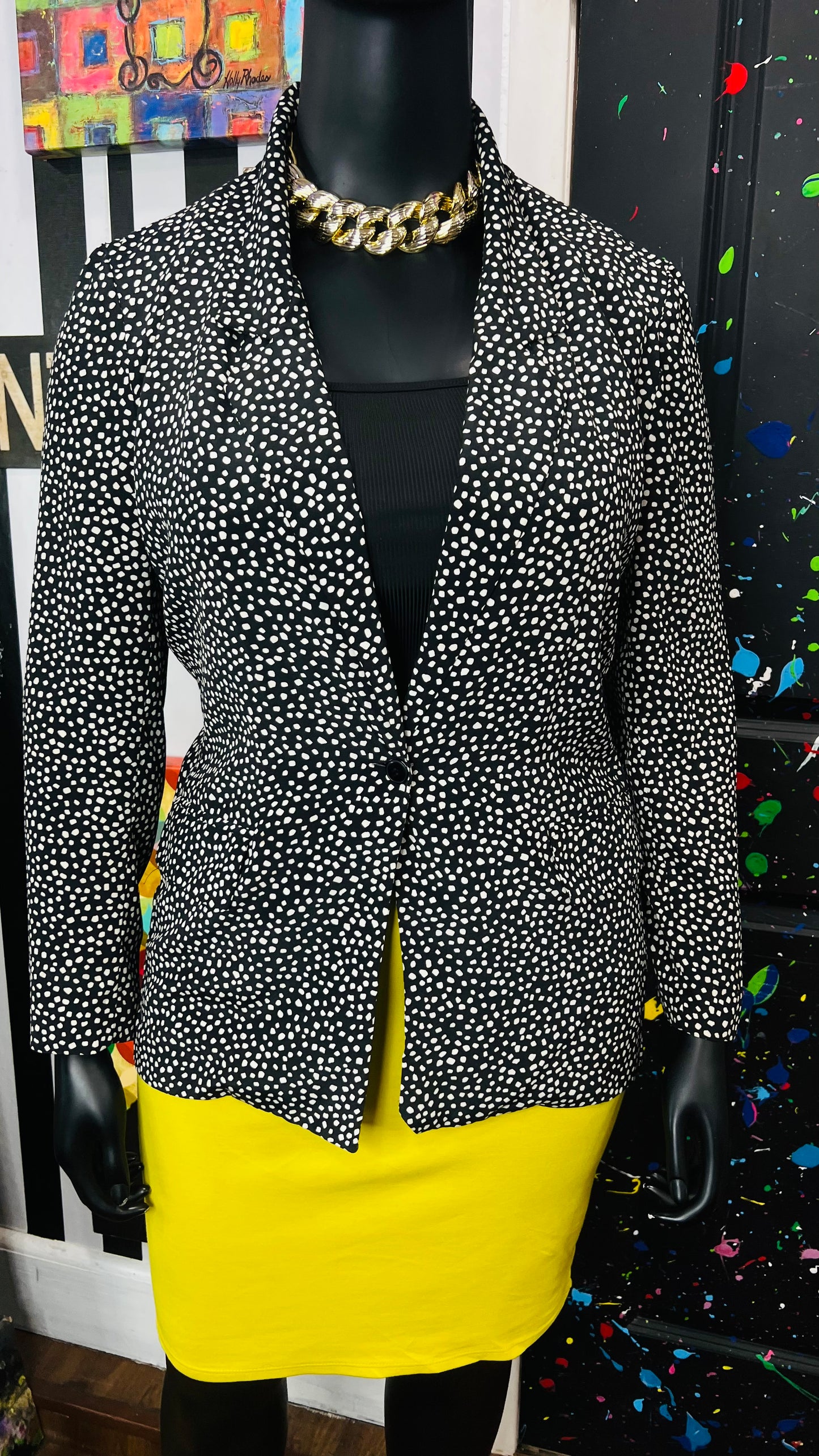 Vintage Black & White Polka Dot Blazer (14)