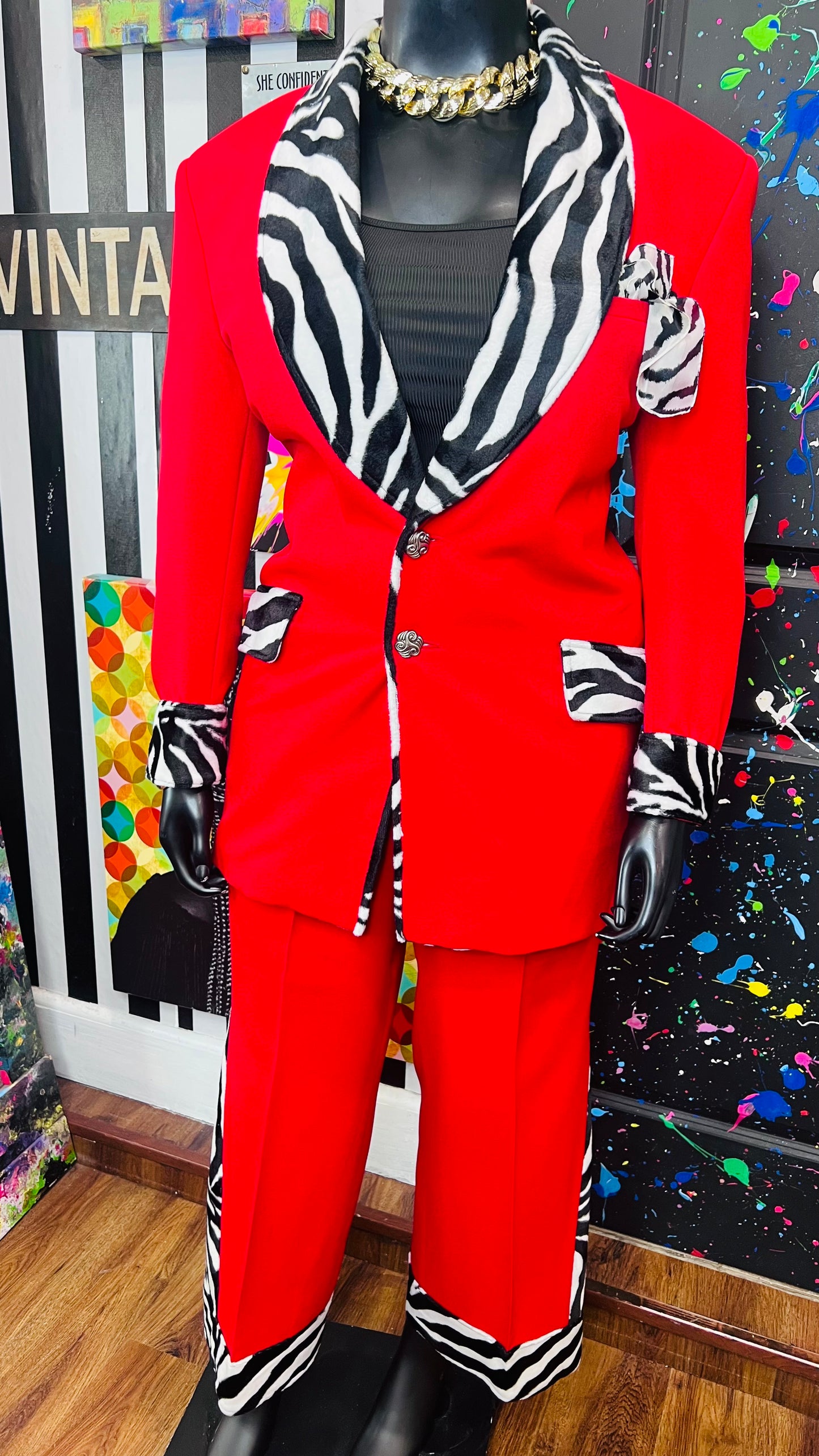 Red & Zebra Pants Suit (16)