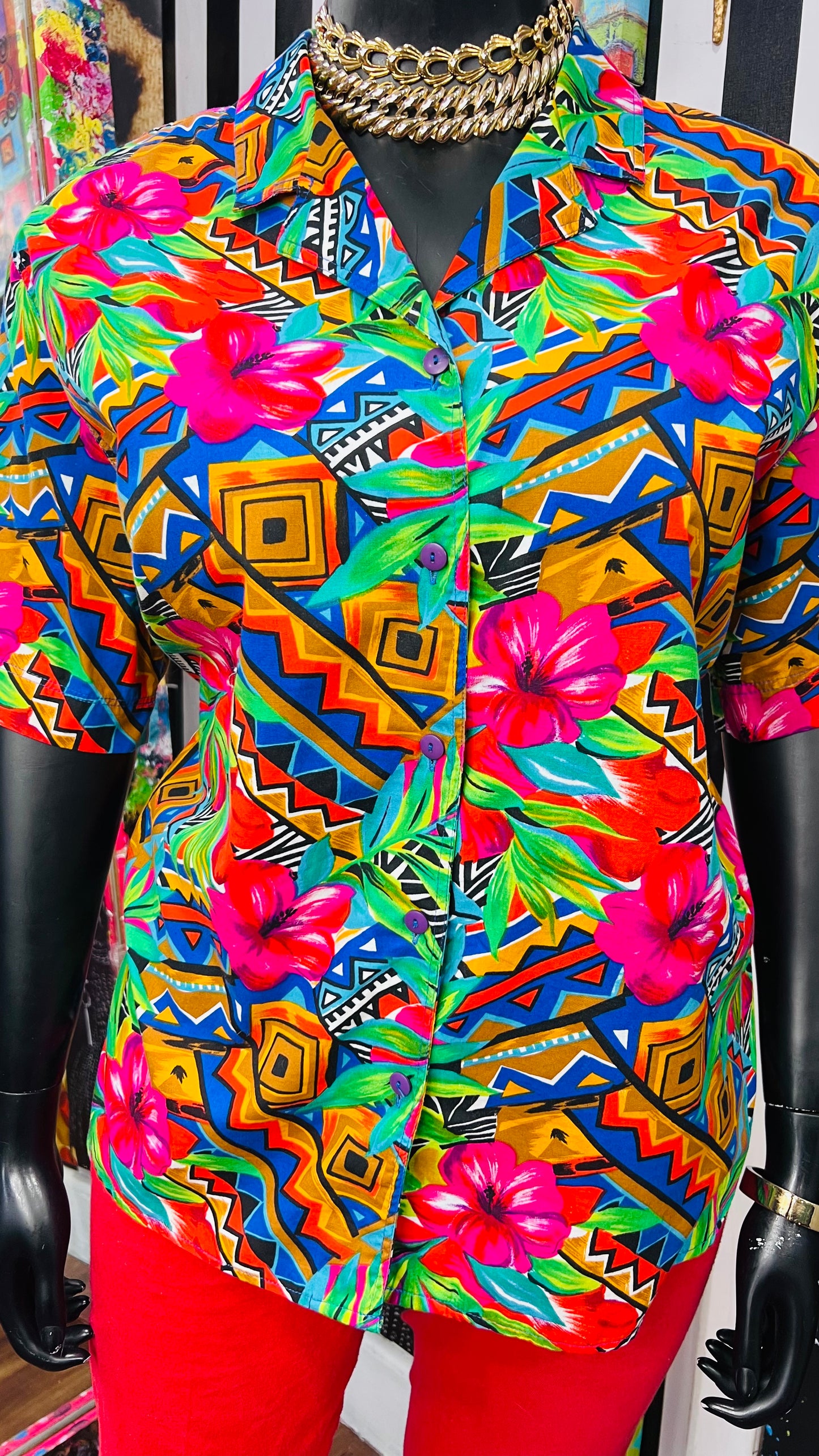 Vintage Abstract Cotton Blouse (22)