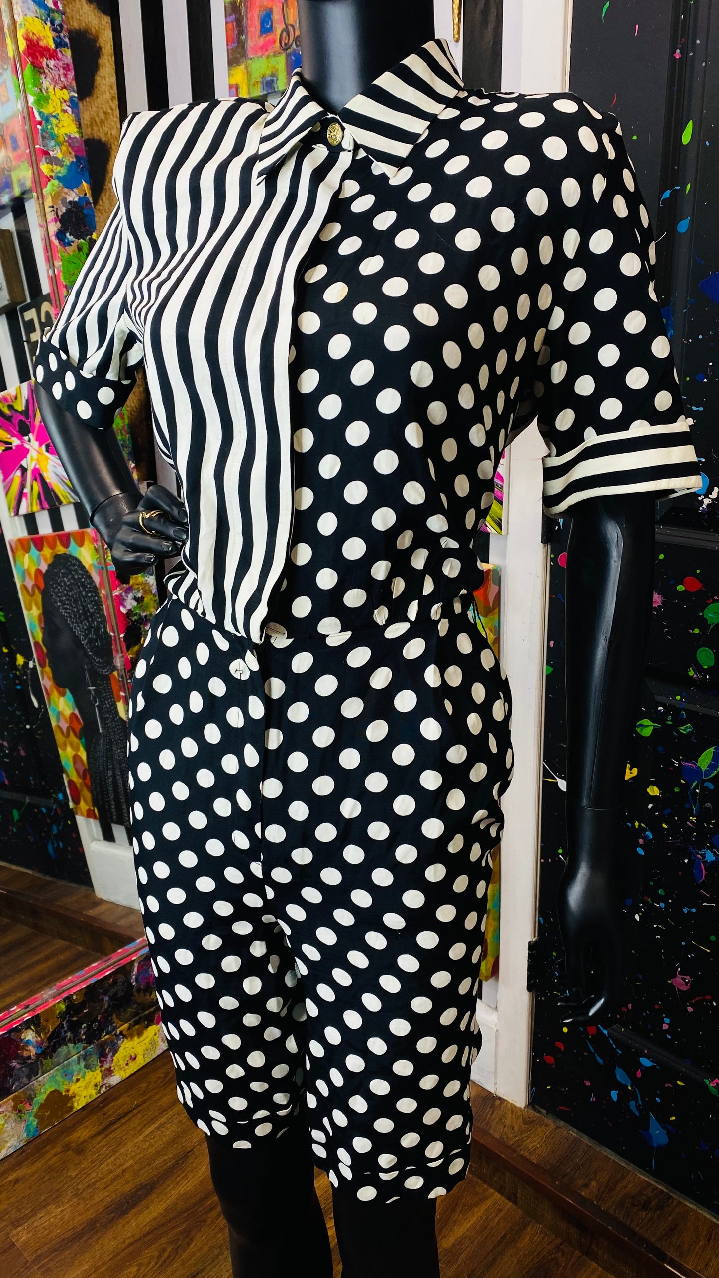 Vintage Black & White Romper (10/12)