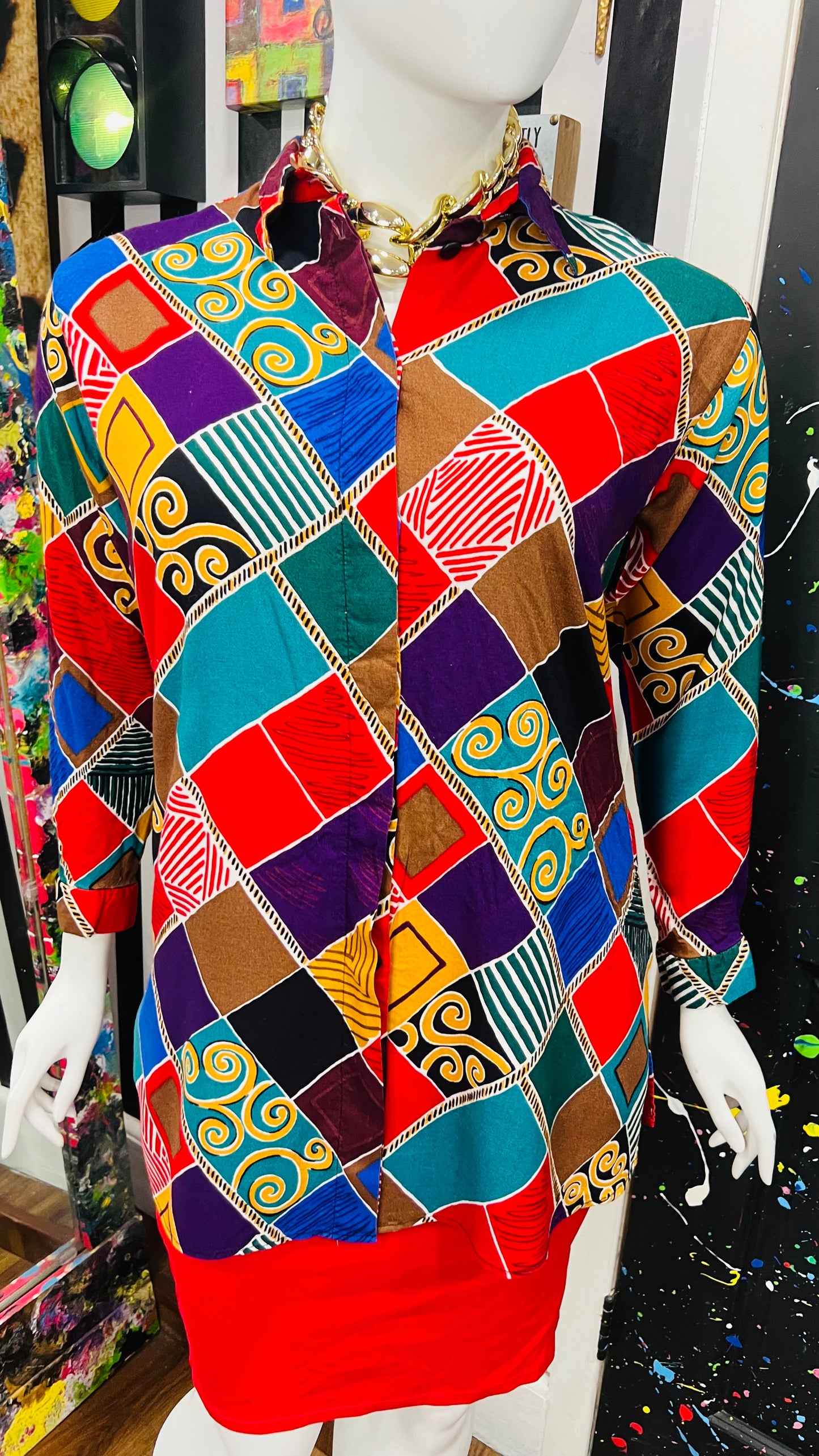 Vintage Rayon Abstract Blouse (22/24)