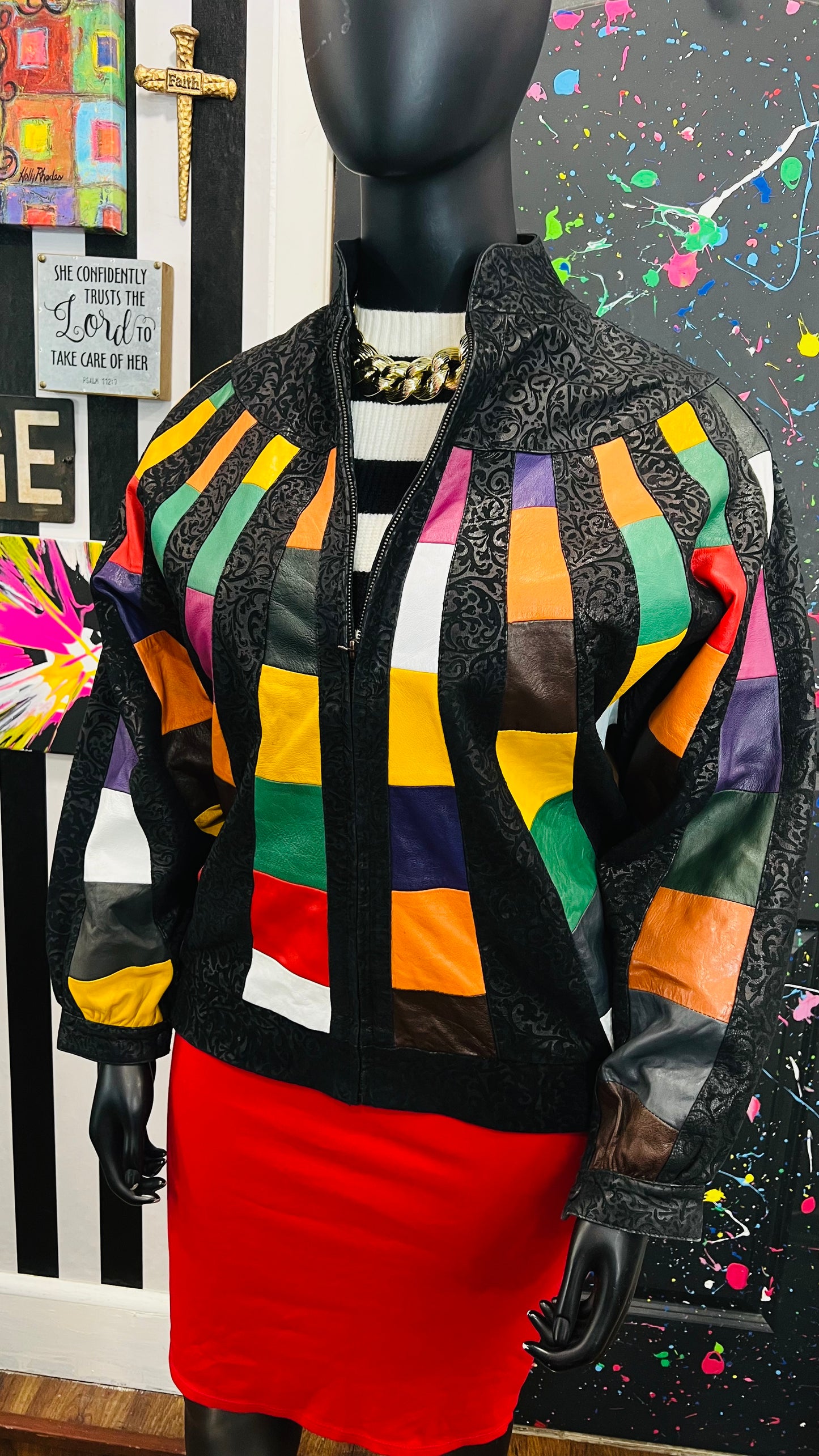 Vintage Genuine Leather & Suede Leather Jacket (OS)