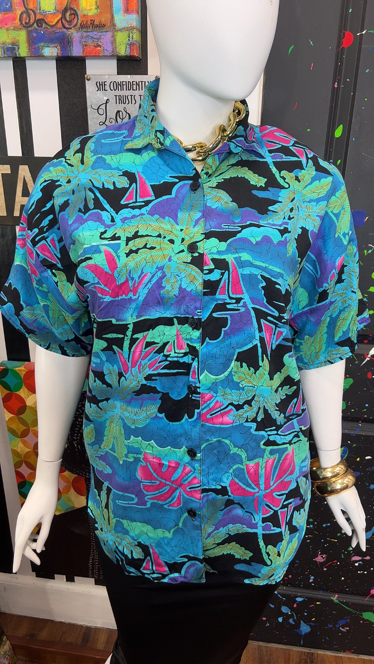 Vintage Rayon Floral Blouse (22)