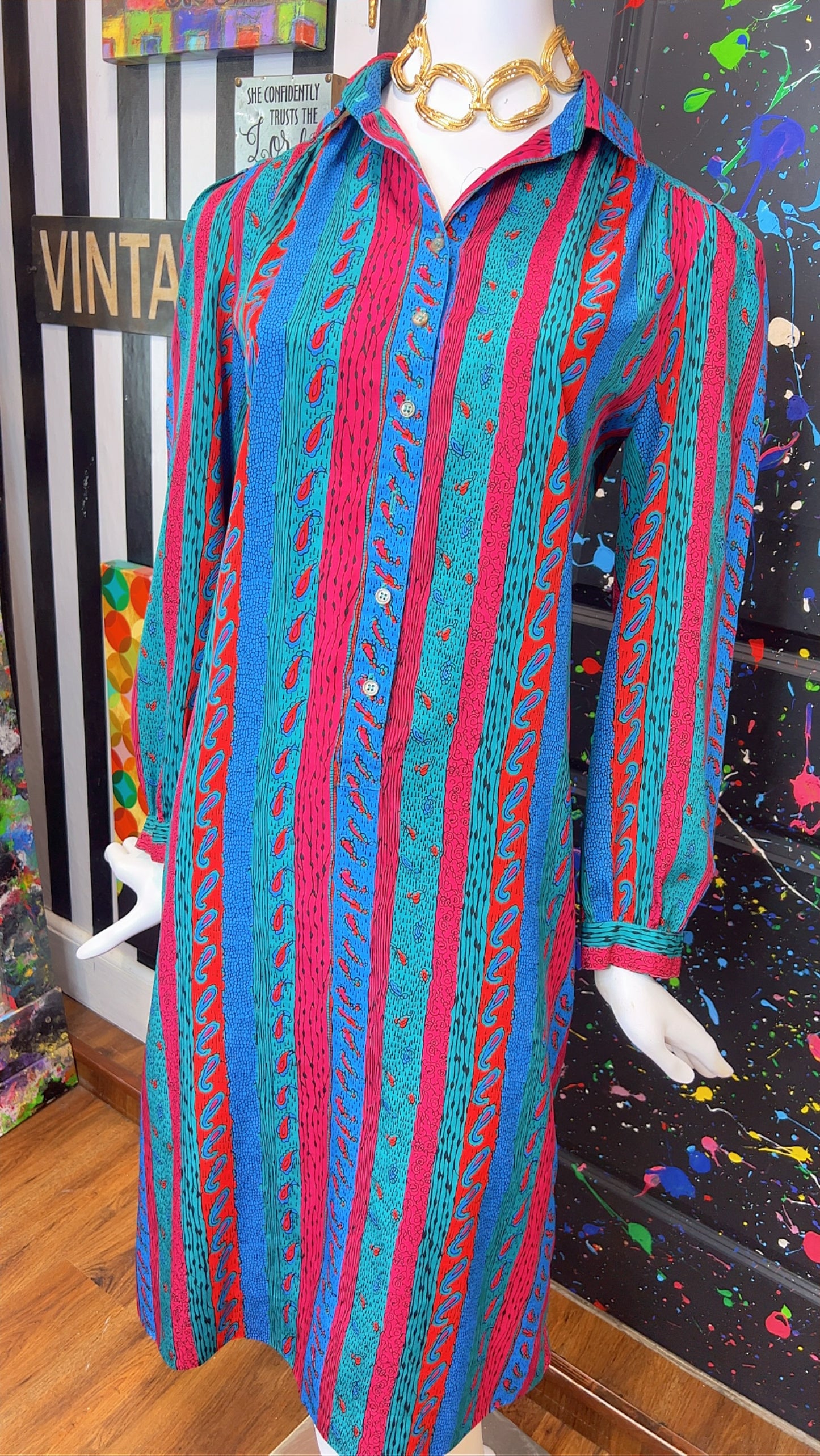 Vintage Paisley Print Dress (14)