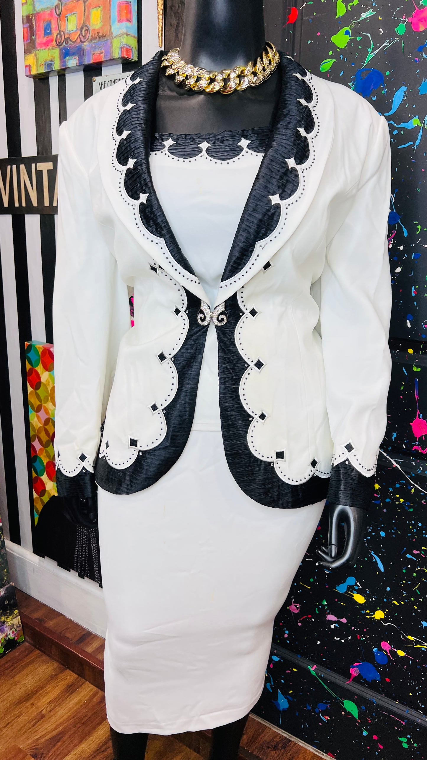 Vintage Black & White Skirt Set (22)