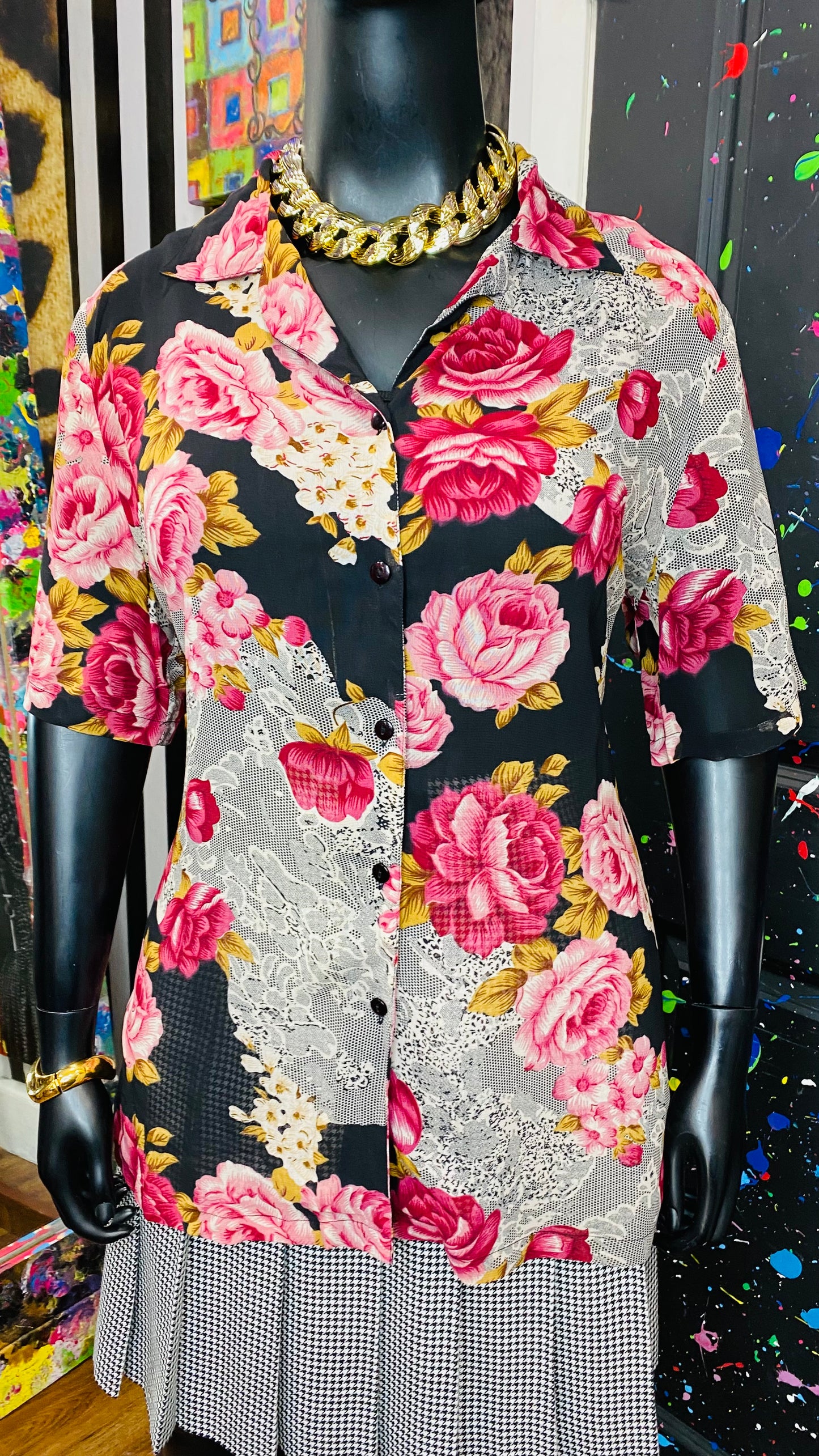 Vintage Sheer Mixprint Blouse (22)