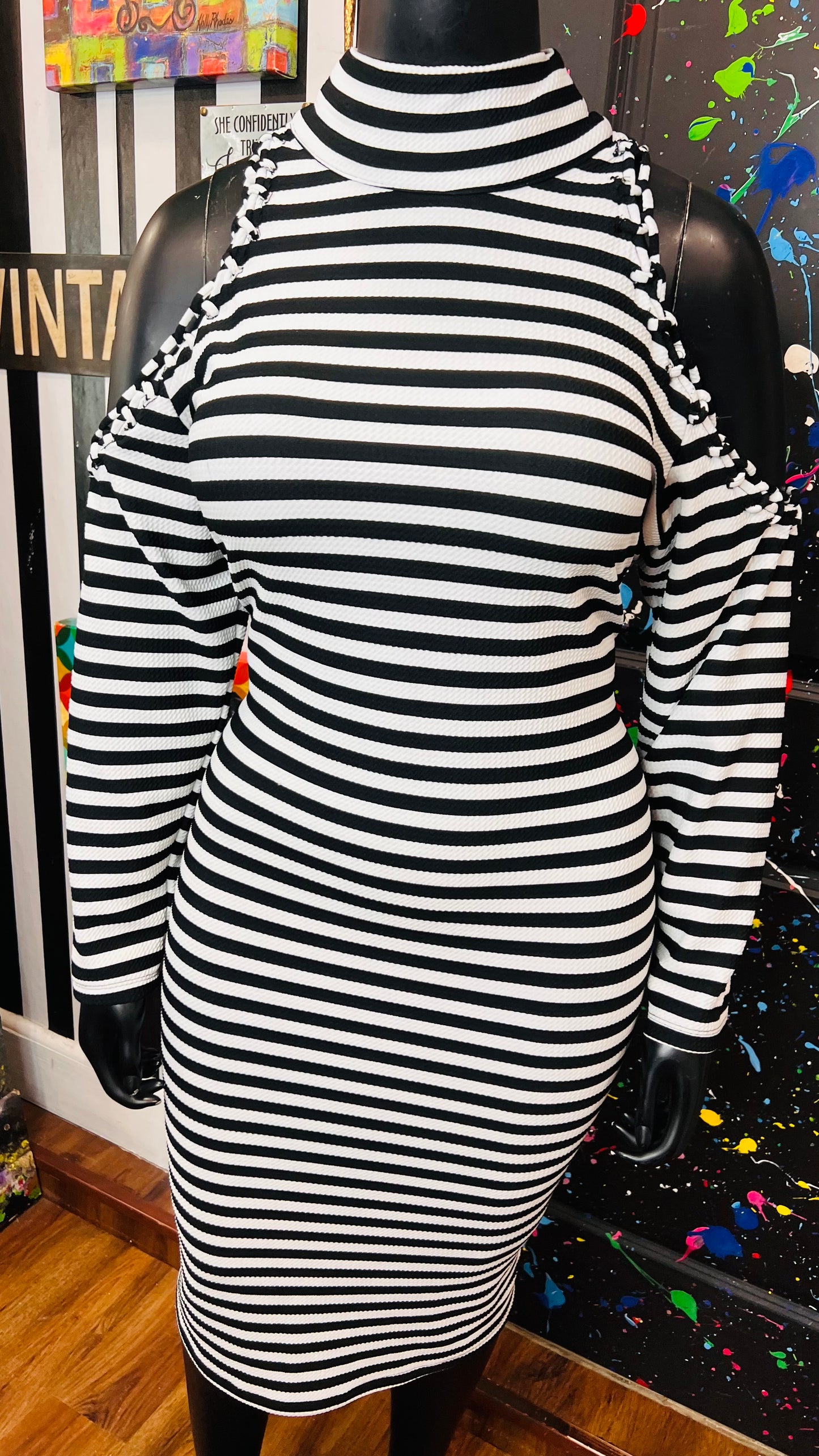 Ashley Stewart Striped Open Shoulder Dress (18/20)
