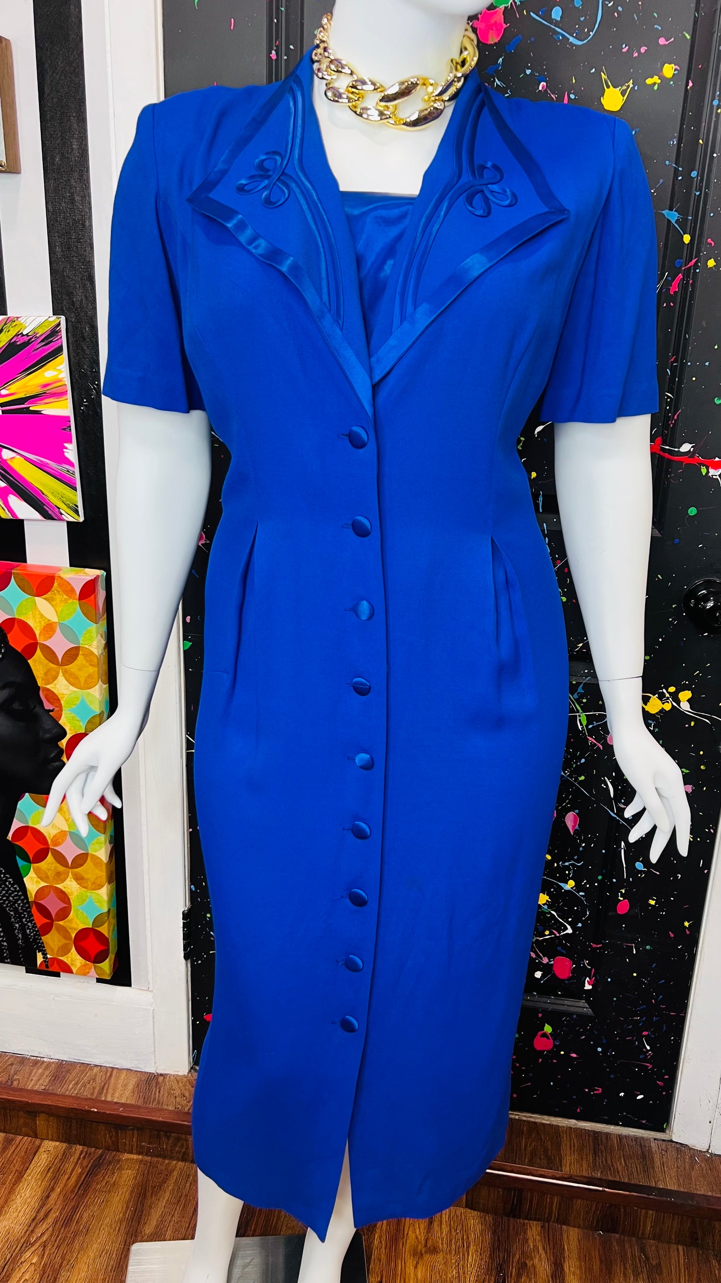 Vintage ‘Blues’ Statement Dress (20W)