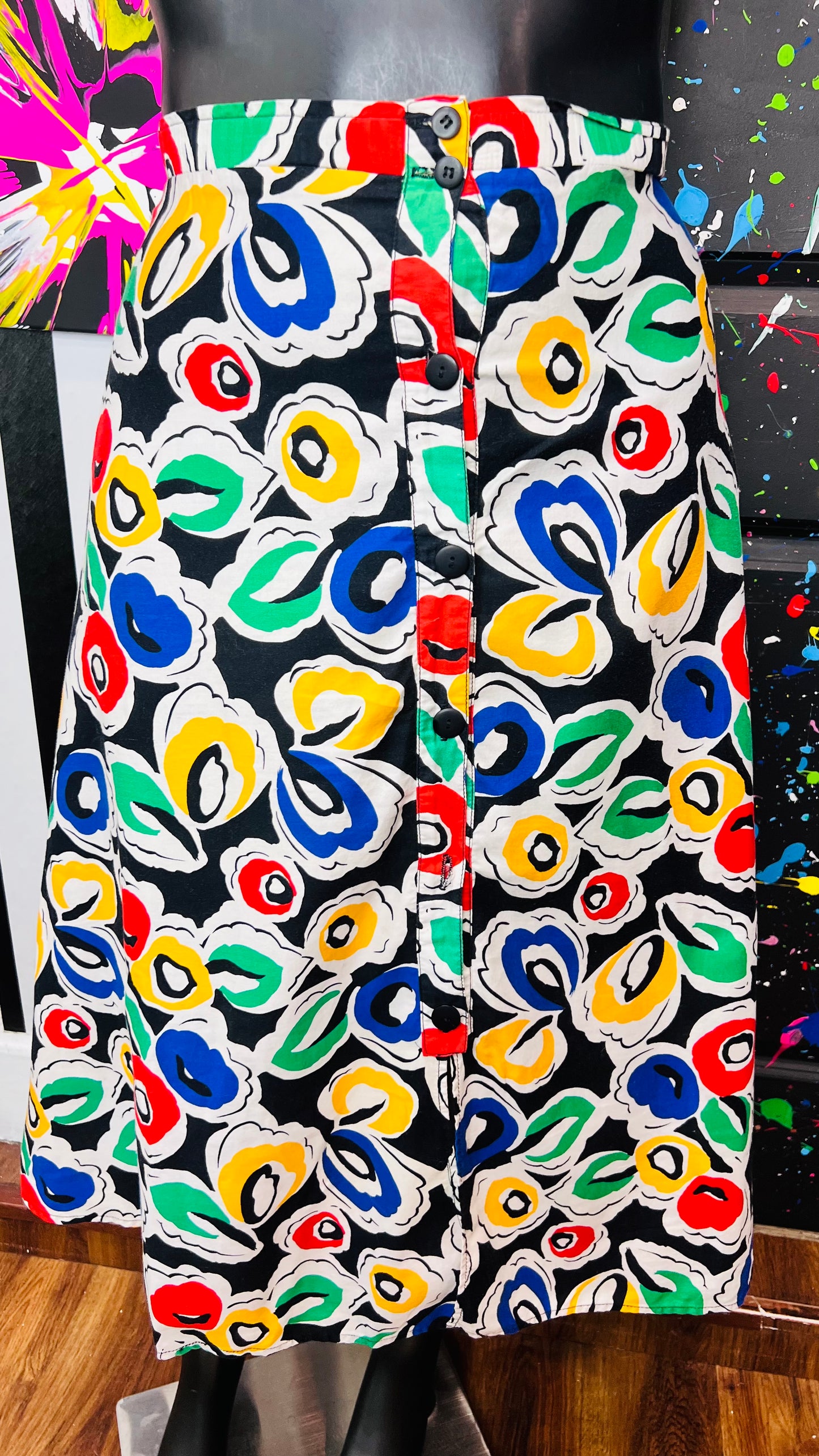 Vintage Color block Abstract Skirt (16)