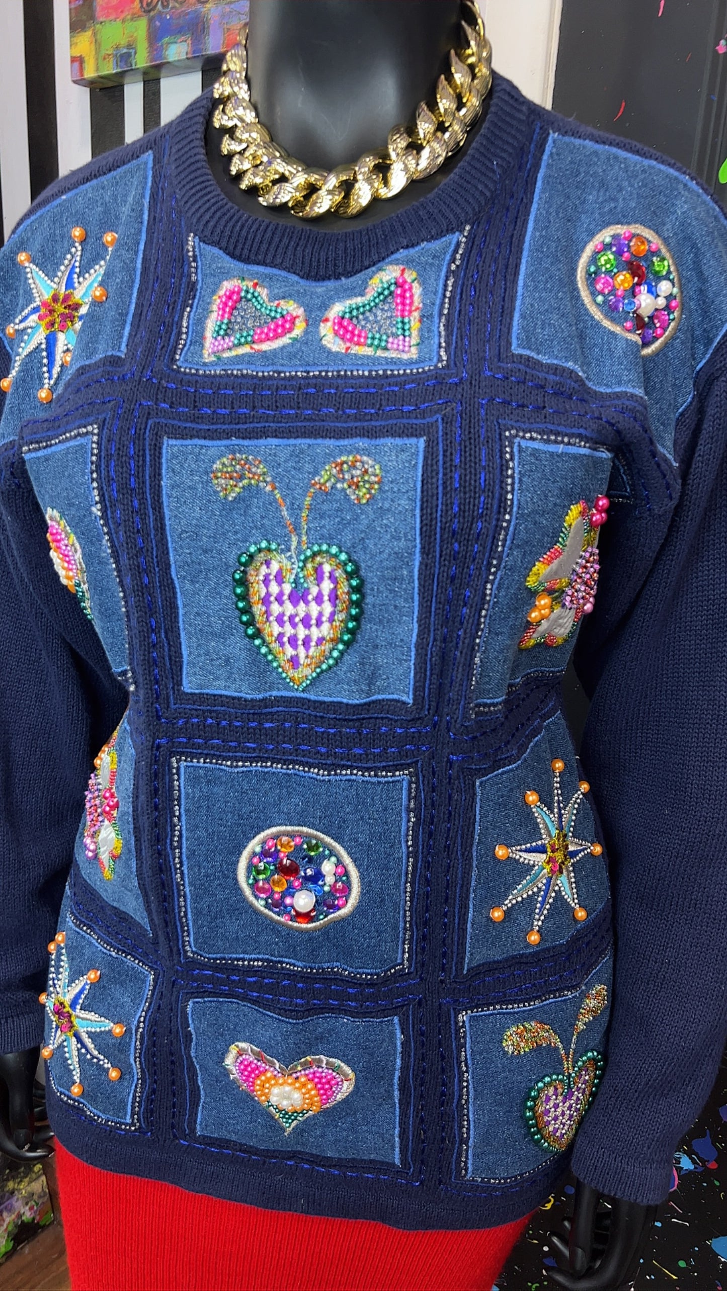 Vintage Knit Beaded Sweater (22)
