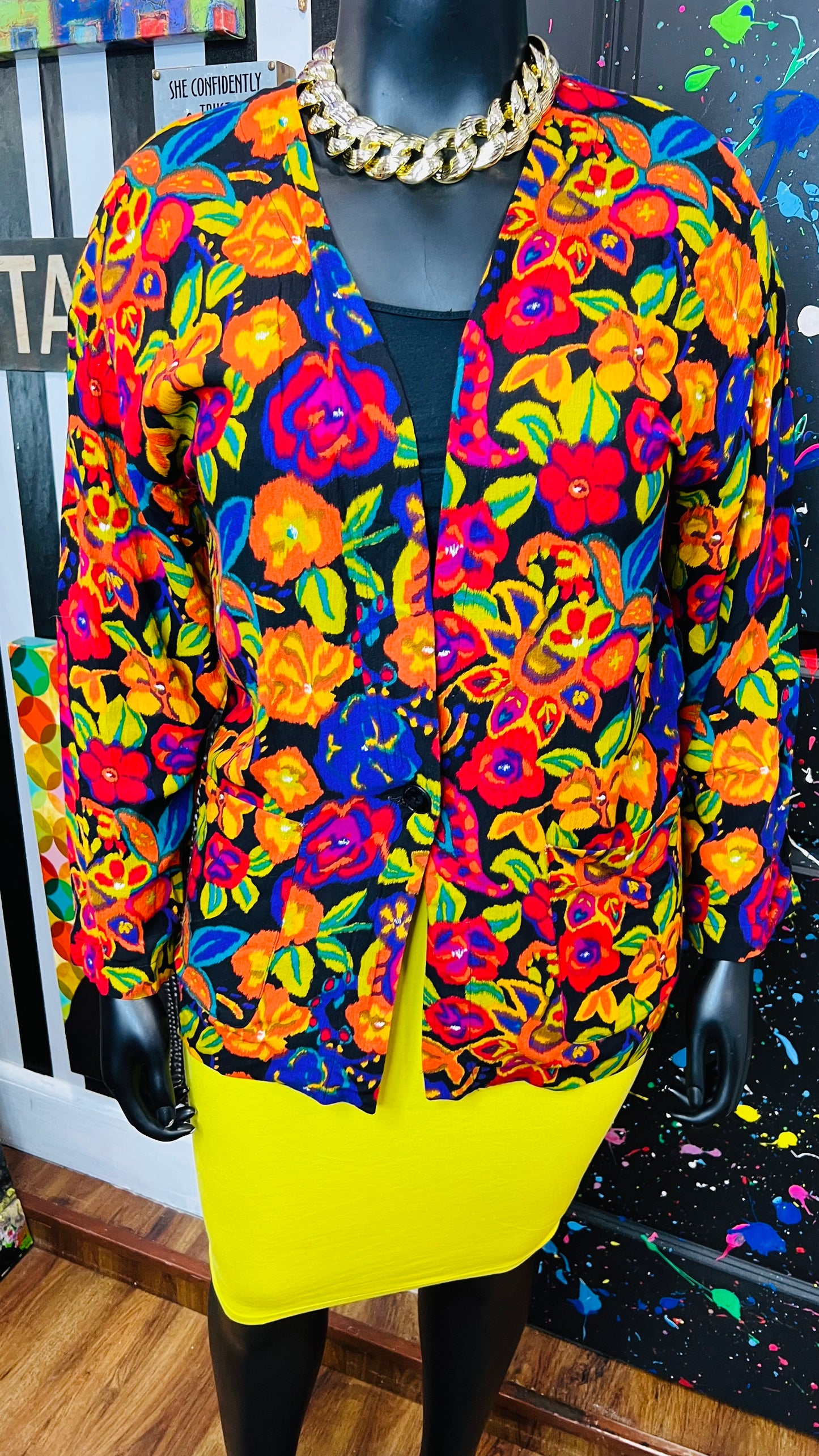 Vintage Rayon Floral Blazer (14)