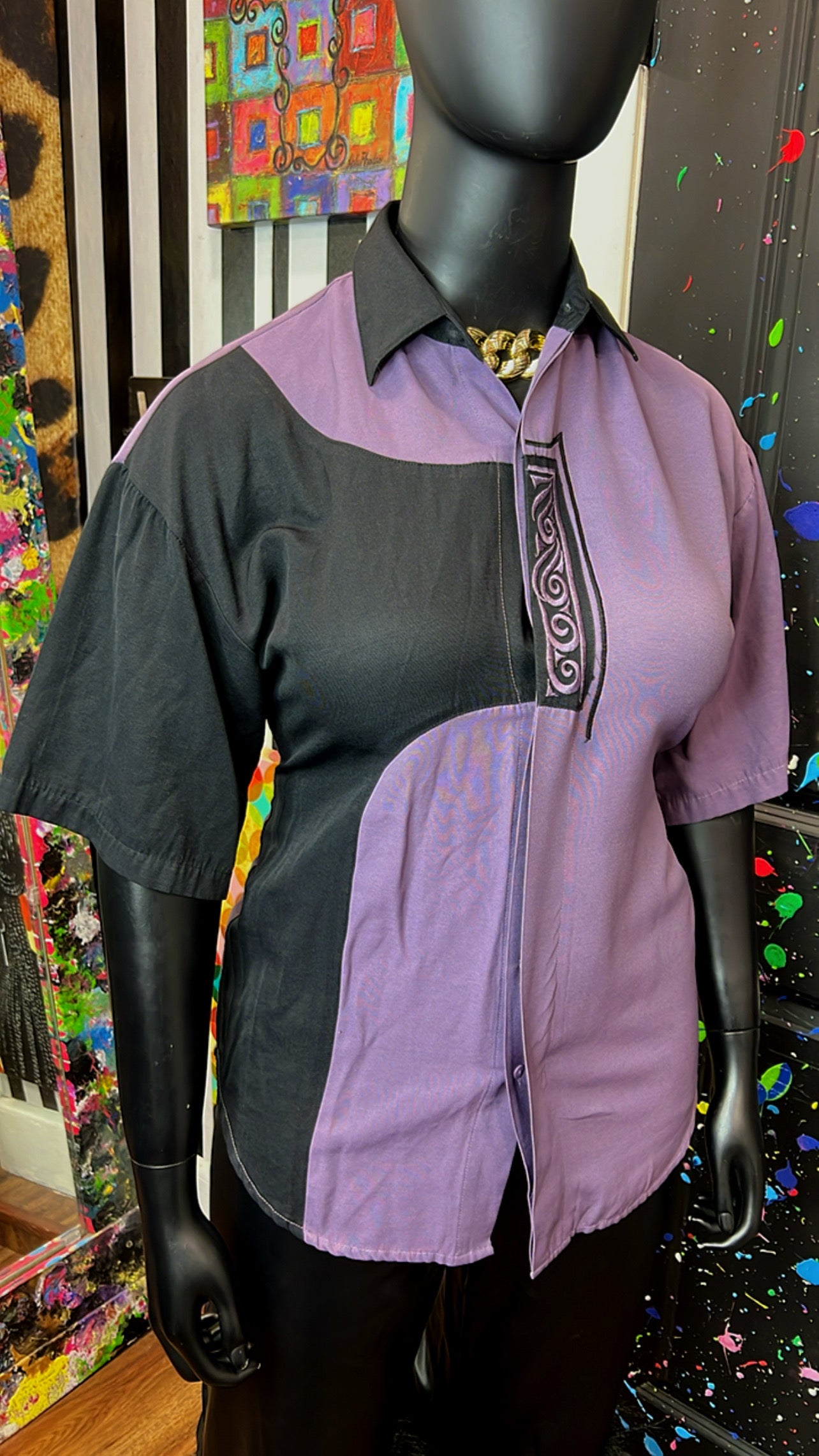 Vintage Purple & Black 90’s Blouse (14)