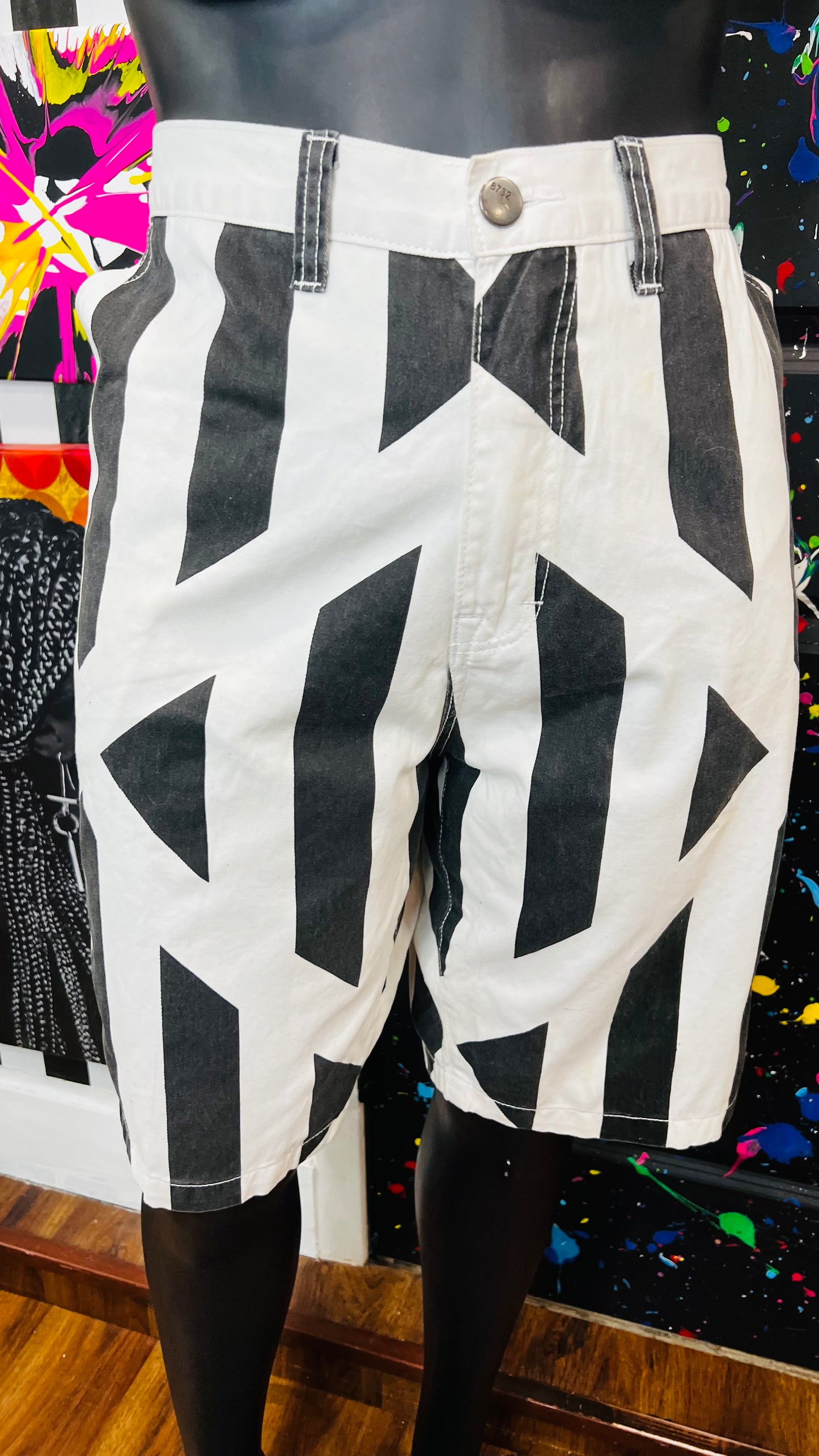 Vintage Denim Black & White Shorts (16)