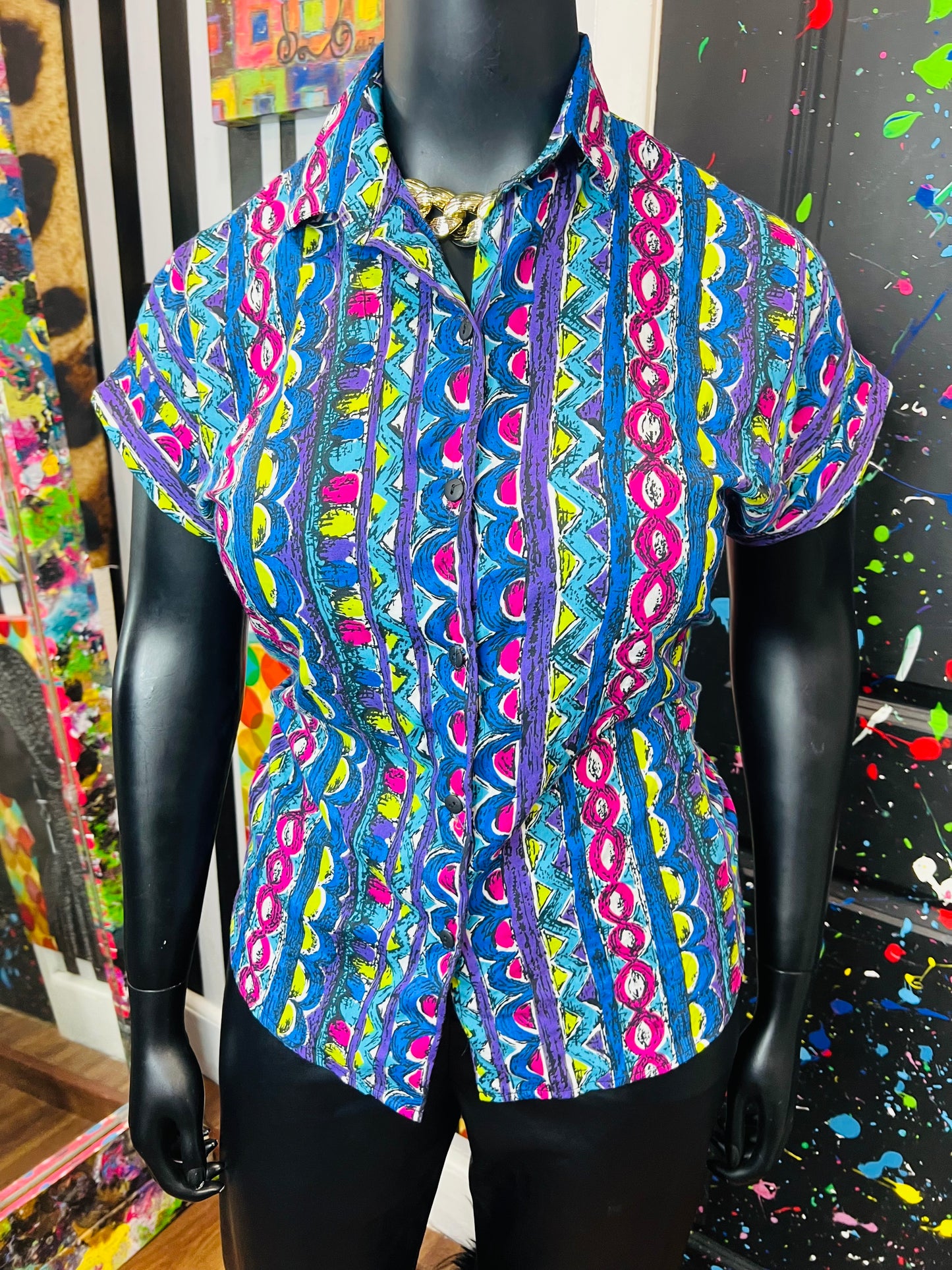 Vintage Abstract 80’s Blouse (16/18)