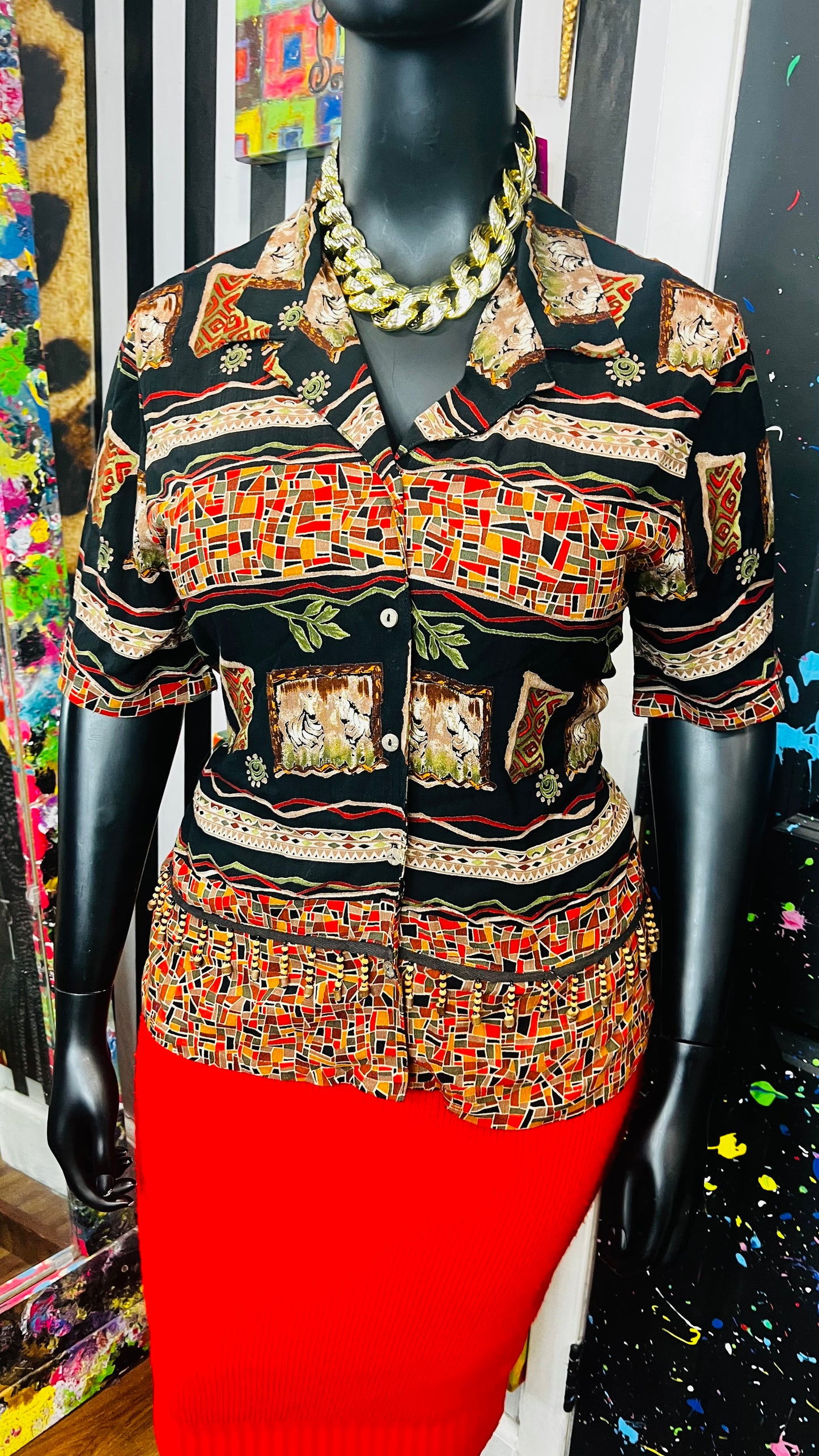 Vintage Safari Cropped Blouse (14)