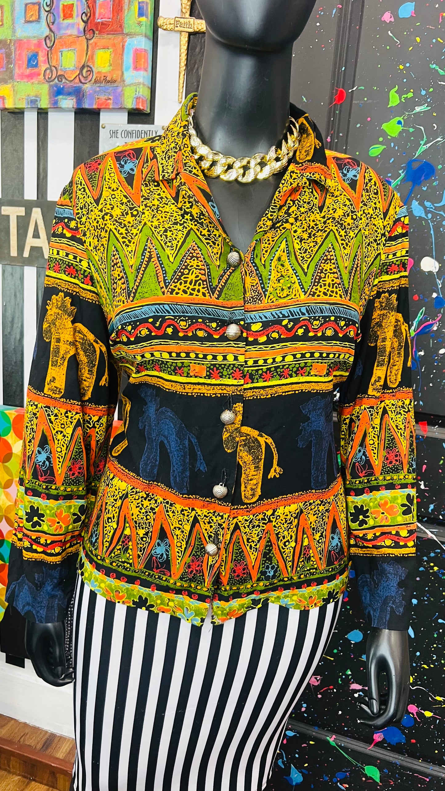 Vintage Abstract 90’s Rayon Blouse (18W)
