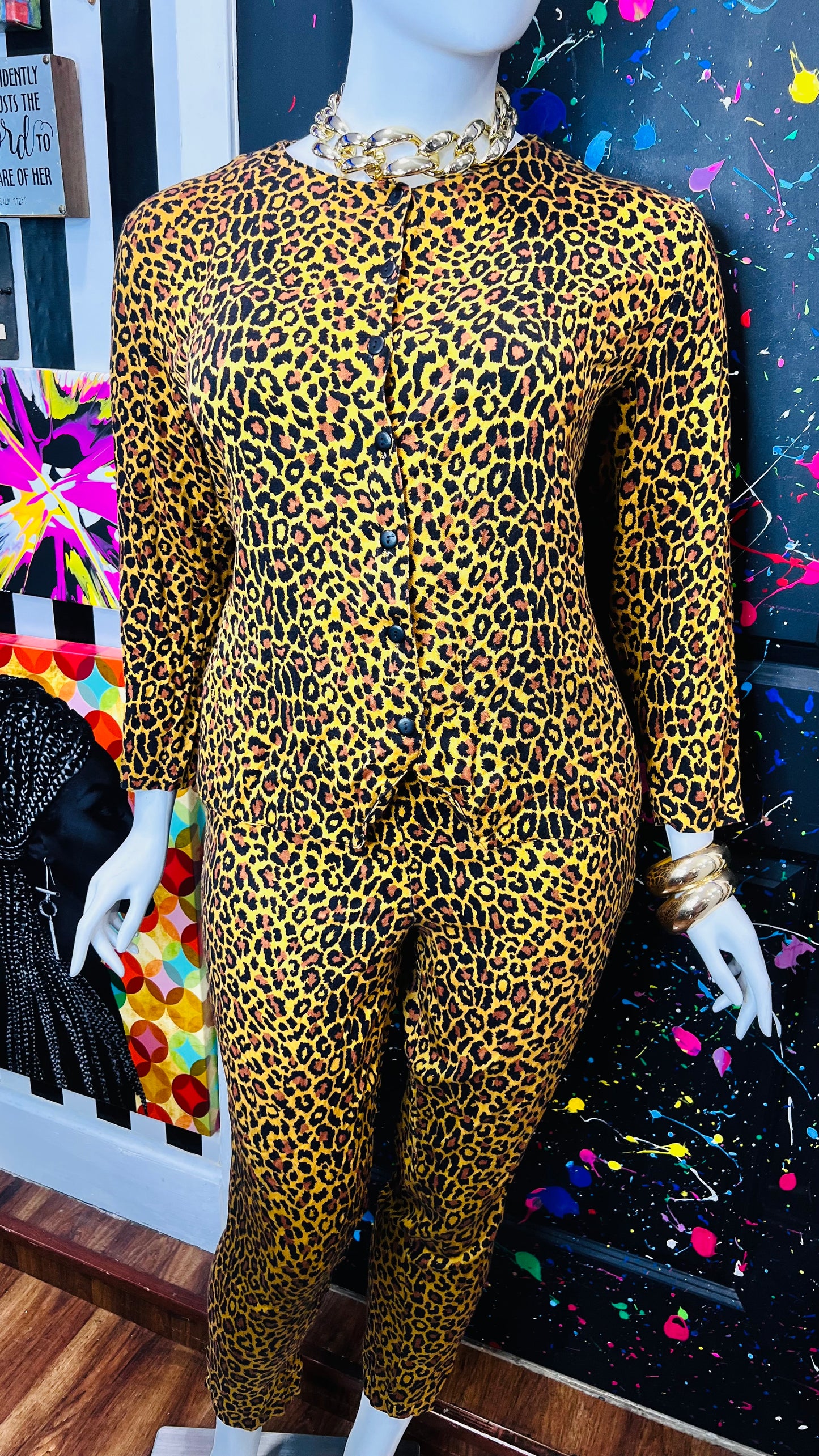 Vintage Rayon Cheetah Pants Set (18)