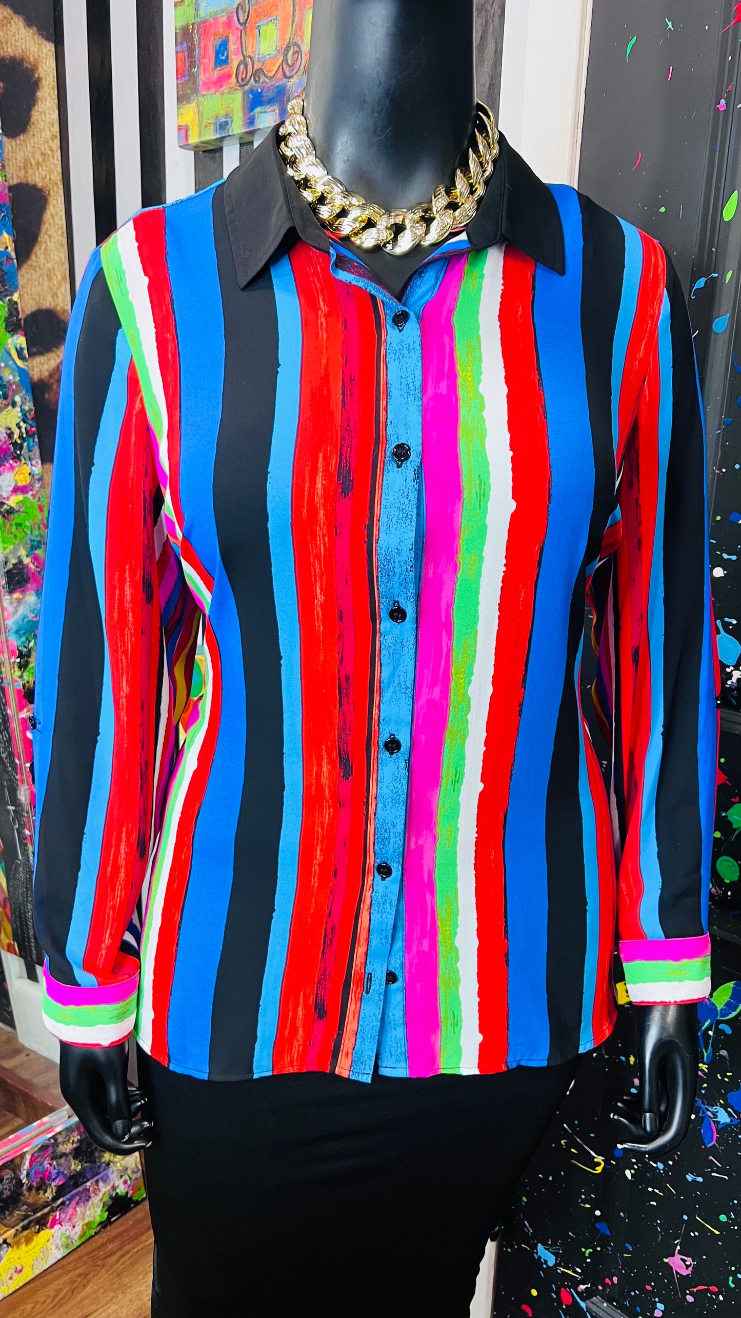 Striped Color Block Blouse (20)