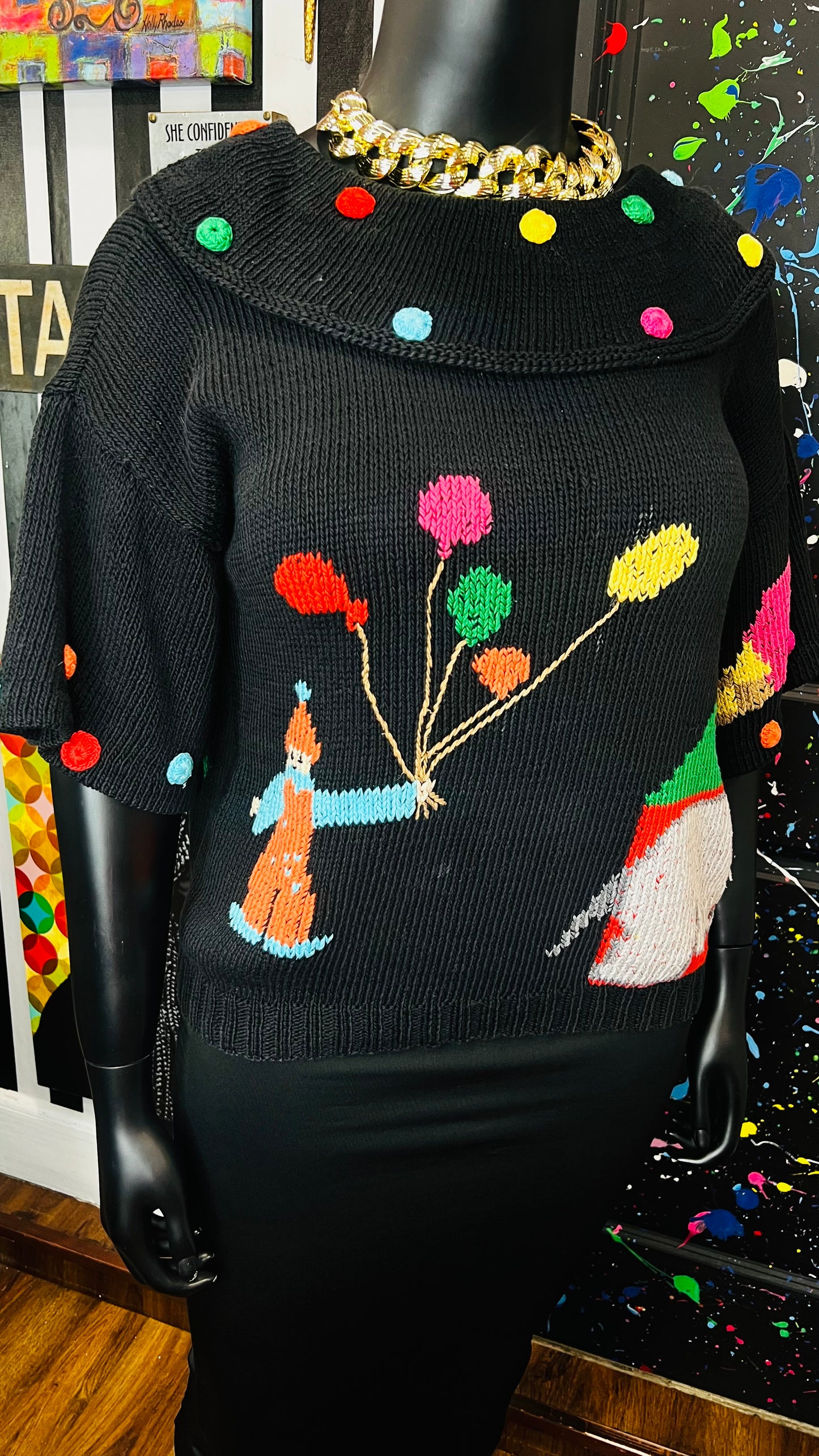 Vintage Knit Cropped Novelty Sweater (20)