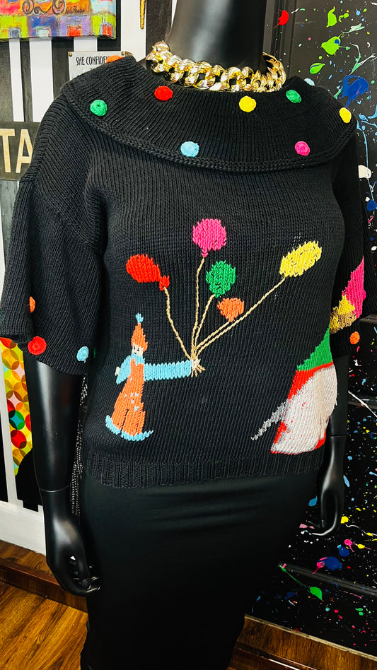 Vintage Knit Cropped Novelty Sweater (20)