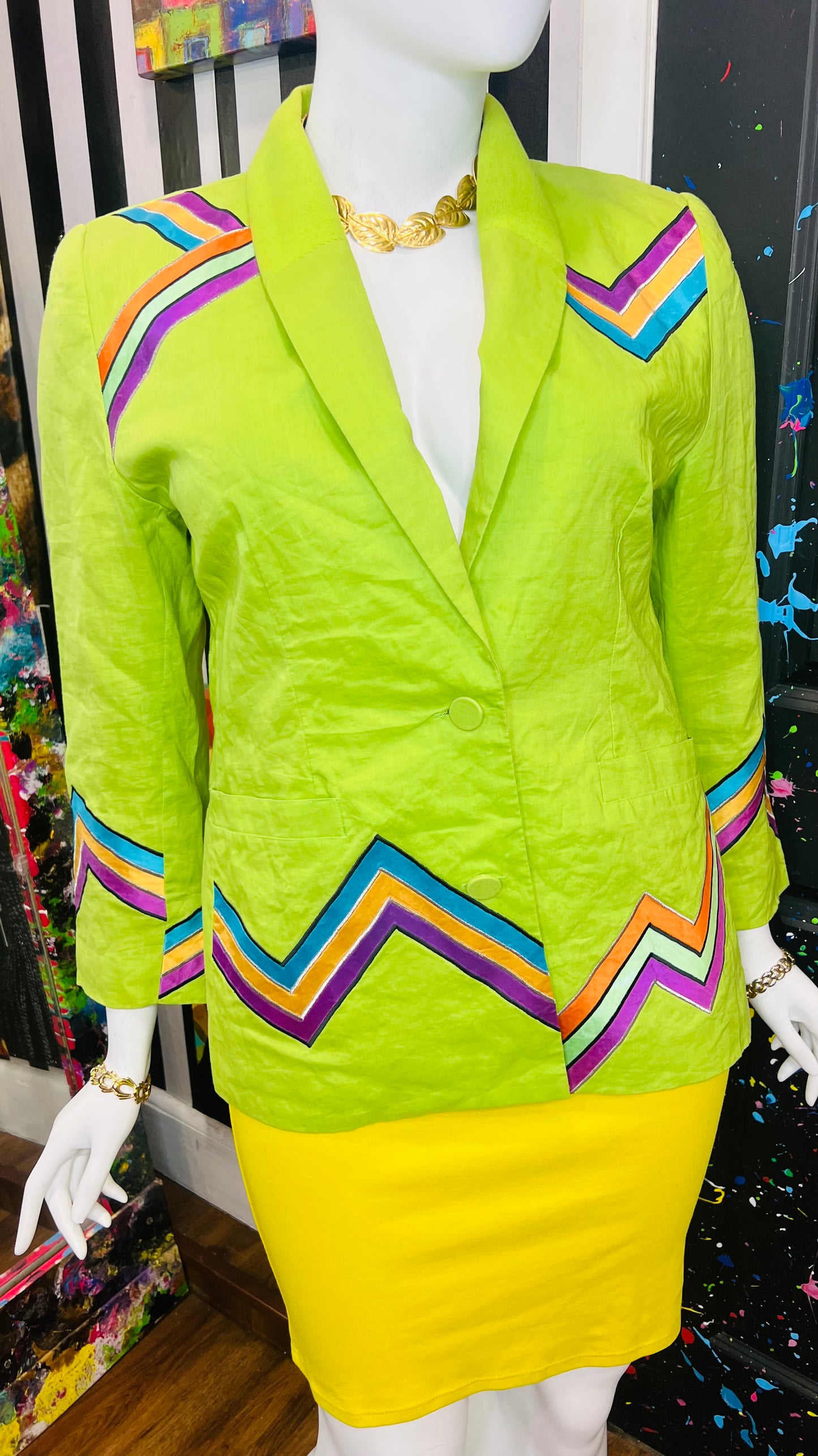 Vintage Green Linen Blazer (14)