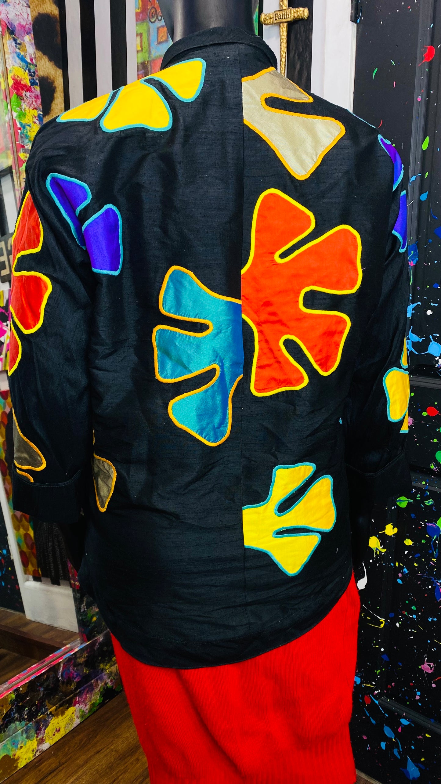 Vintage 100% Silk Embroidered Duster/ Open Blazer (OS)
