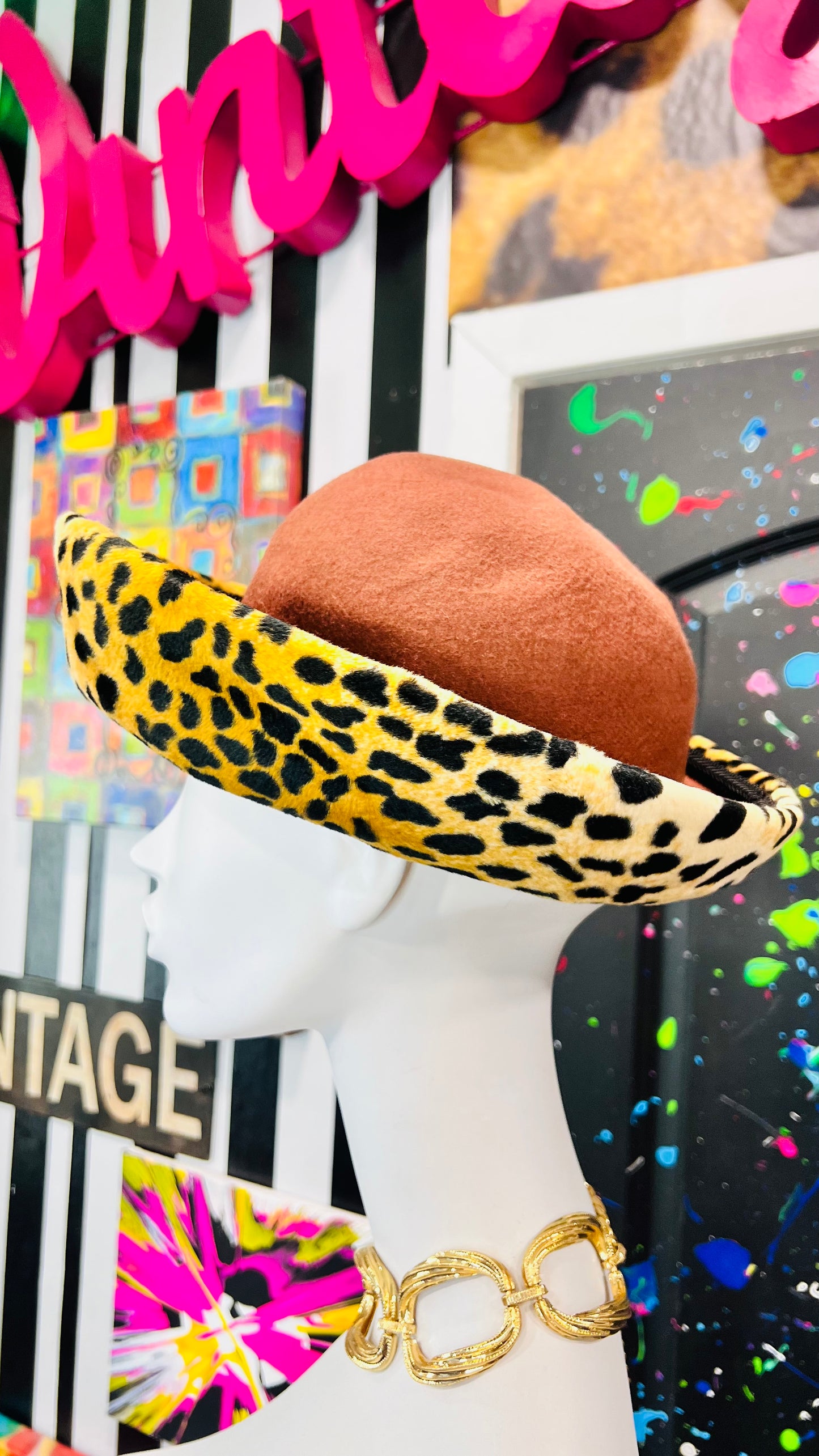 Vintage Wool & Animal Print Dead Stock Wool Hat