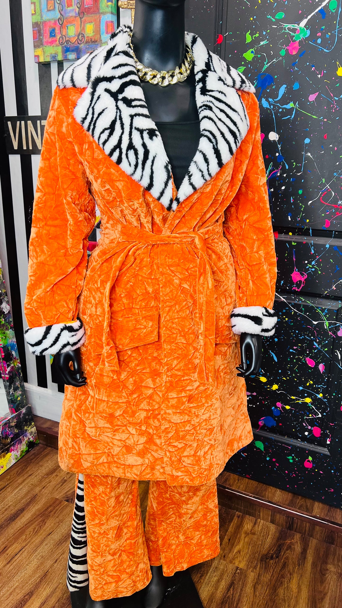 Orange & Zebra Bell Bottom Pants Suit (14)