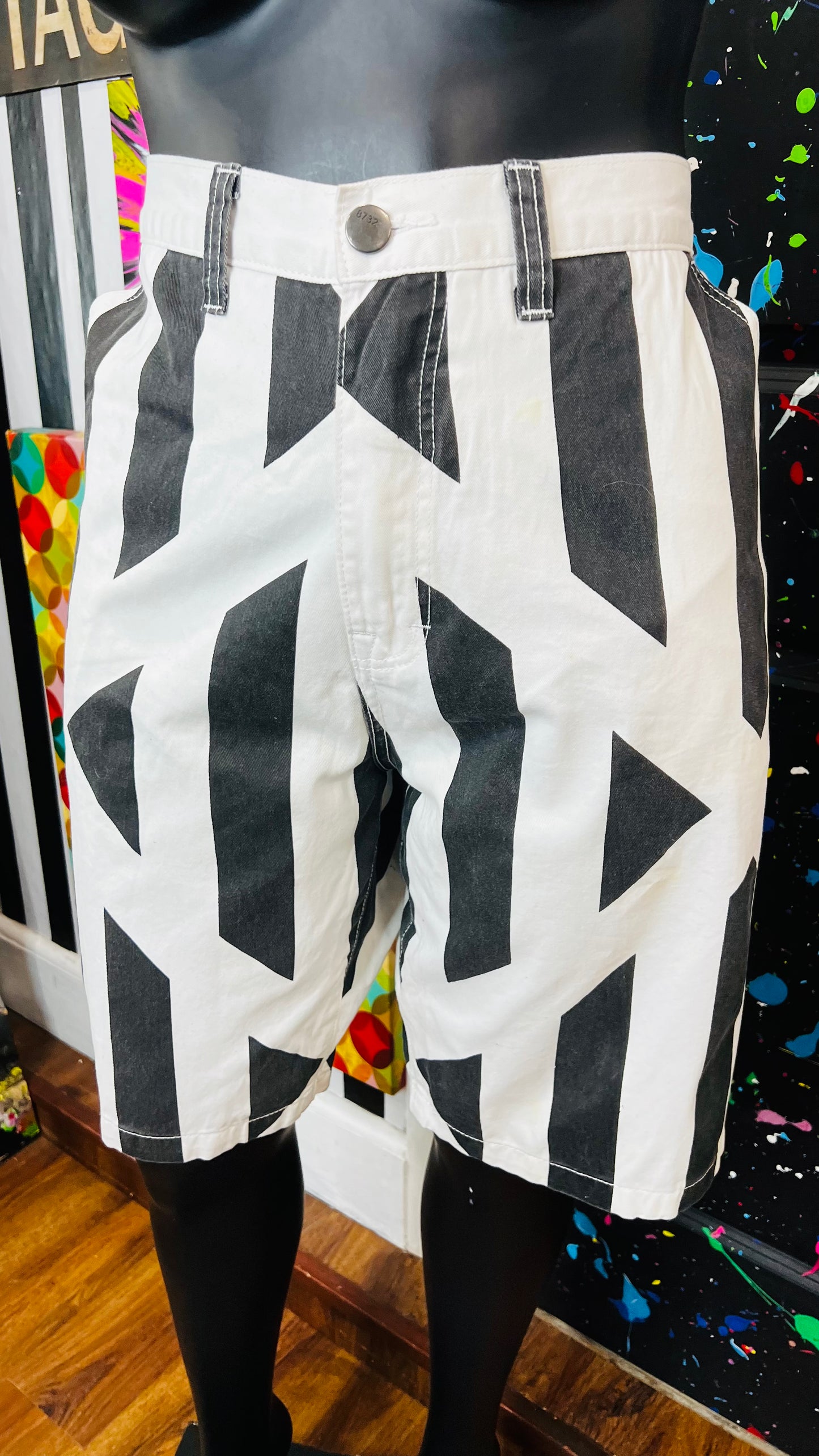 Vintage Denim Black & White Shorts (16)