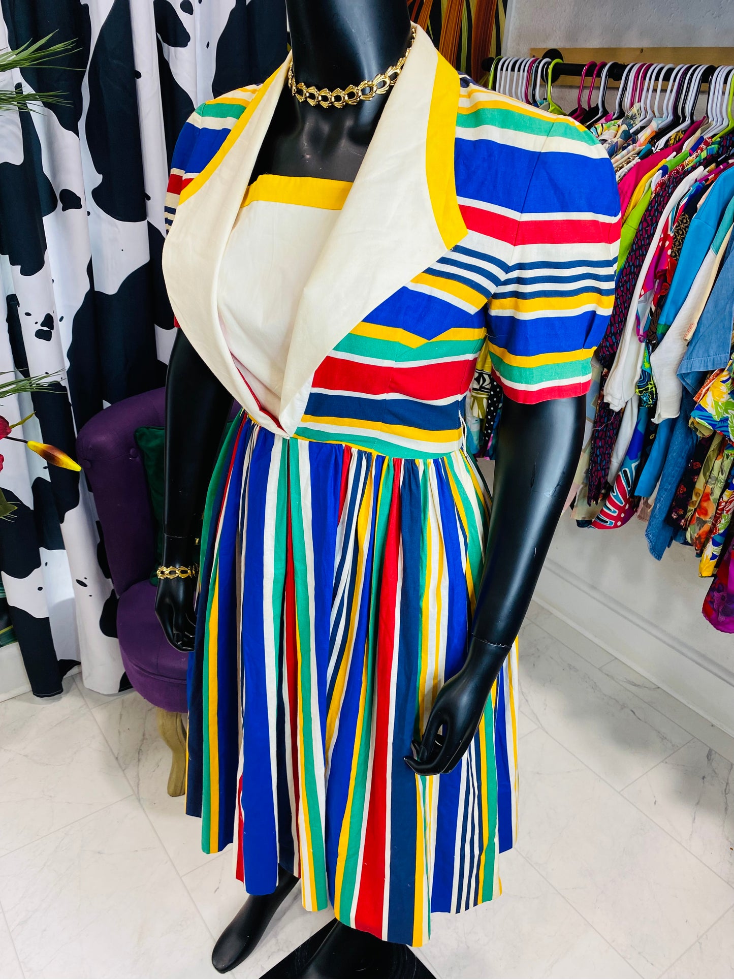 Vintage Color Striped Dress