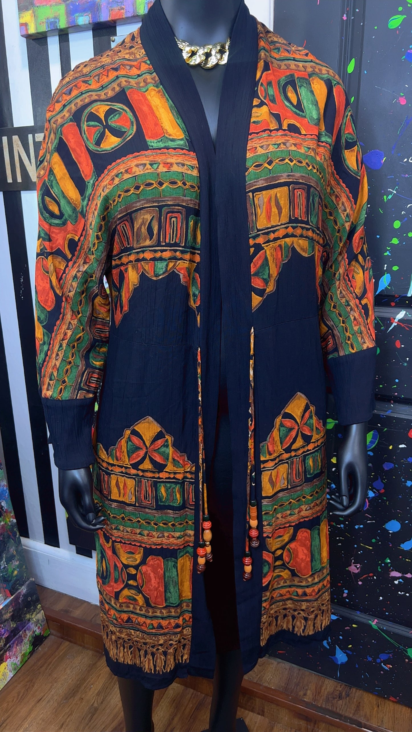 Vintage Carole Little Tribal Print Duster (22)