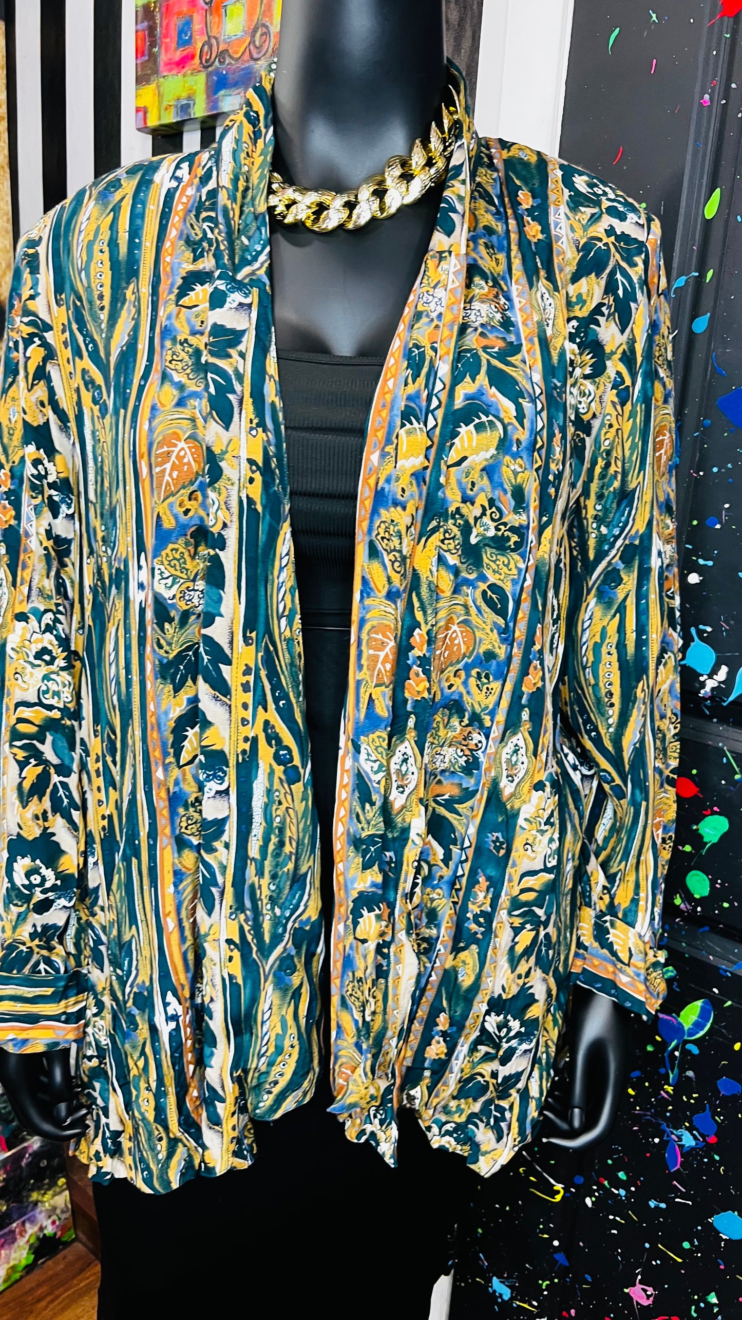 Vintage Rayon Abstract Duster (22)