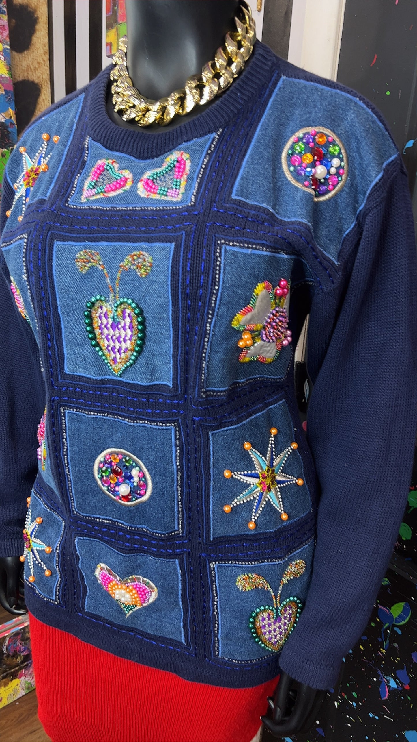 Vintage Knit Beaded Sweater (22)