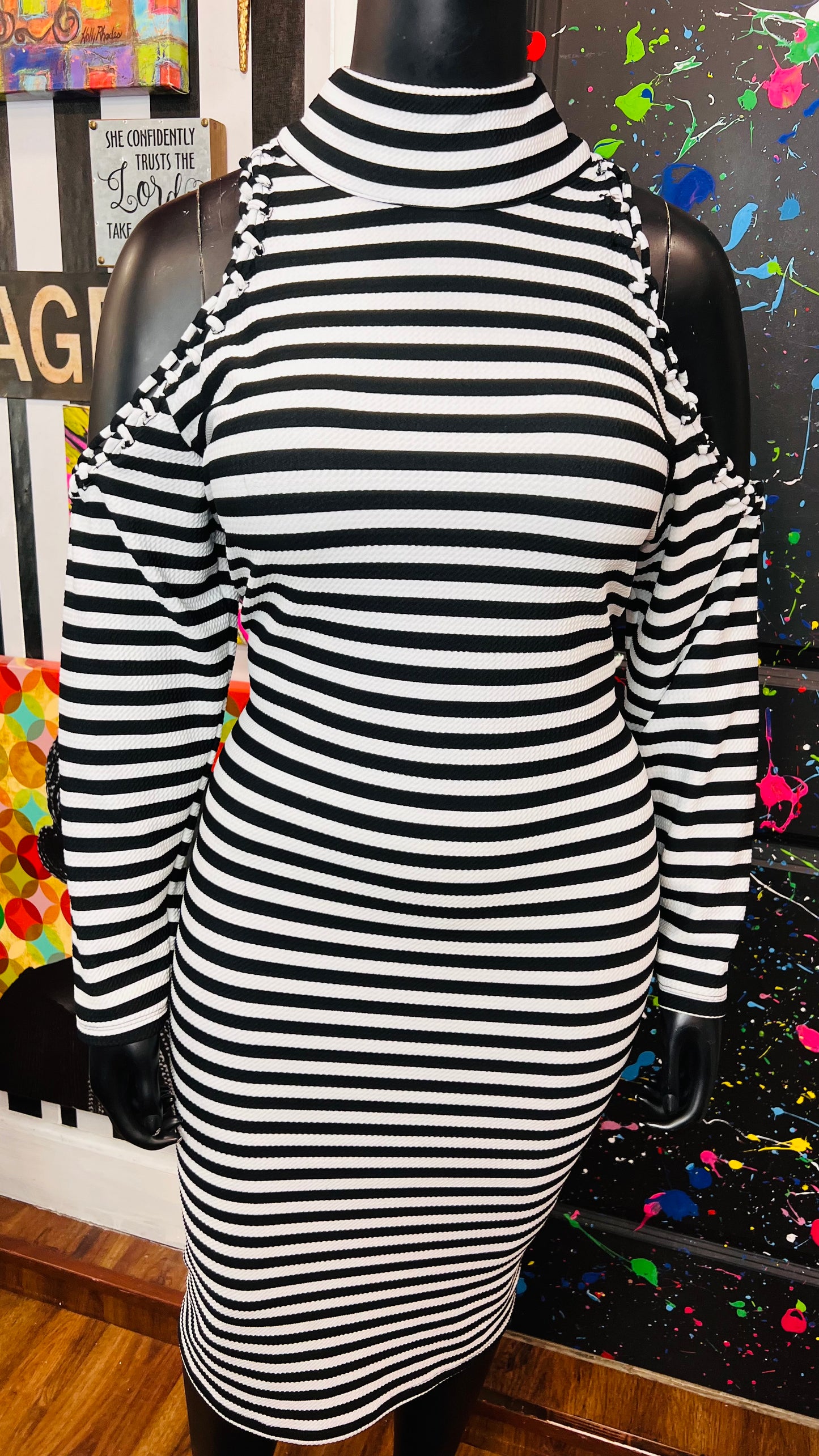 Ashley Stewart Striped Open Shoulder Dress (18/20)