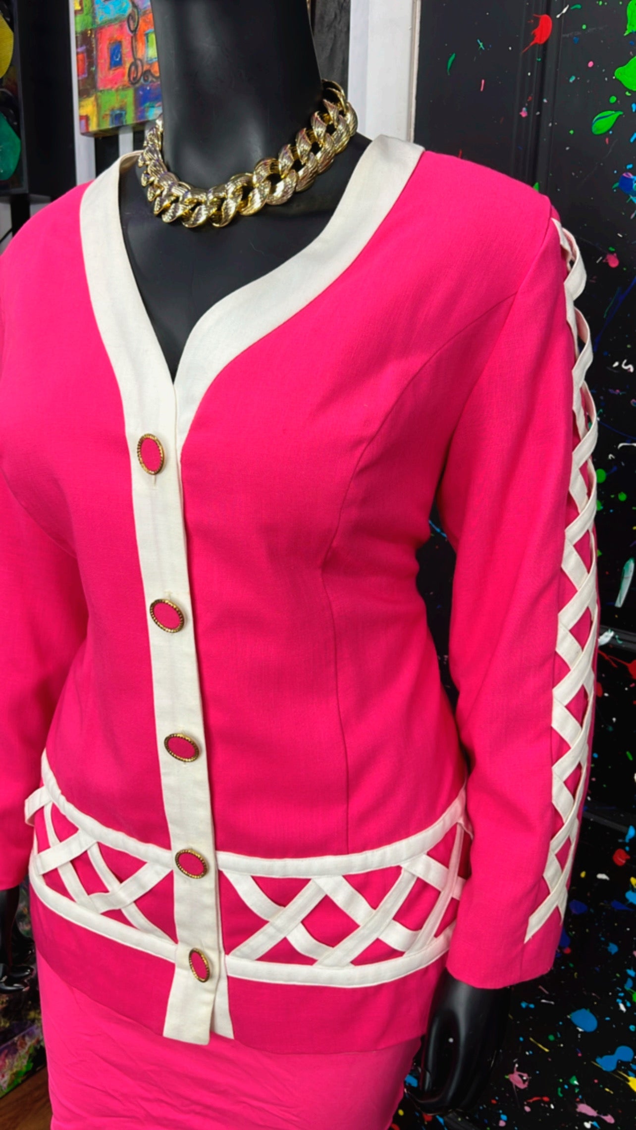 Vintage Pink & White Blazer (20W)