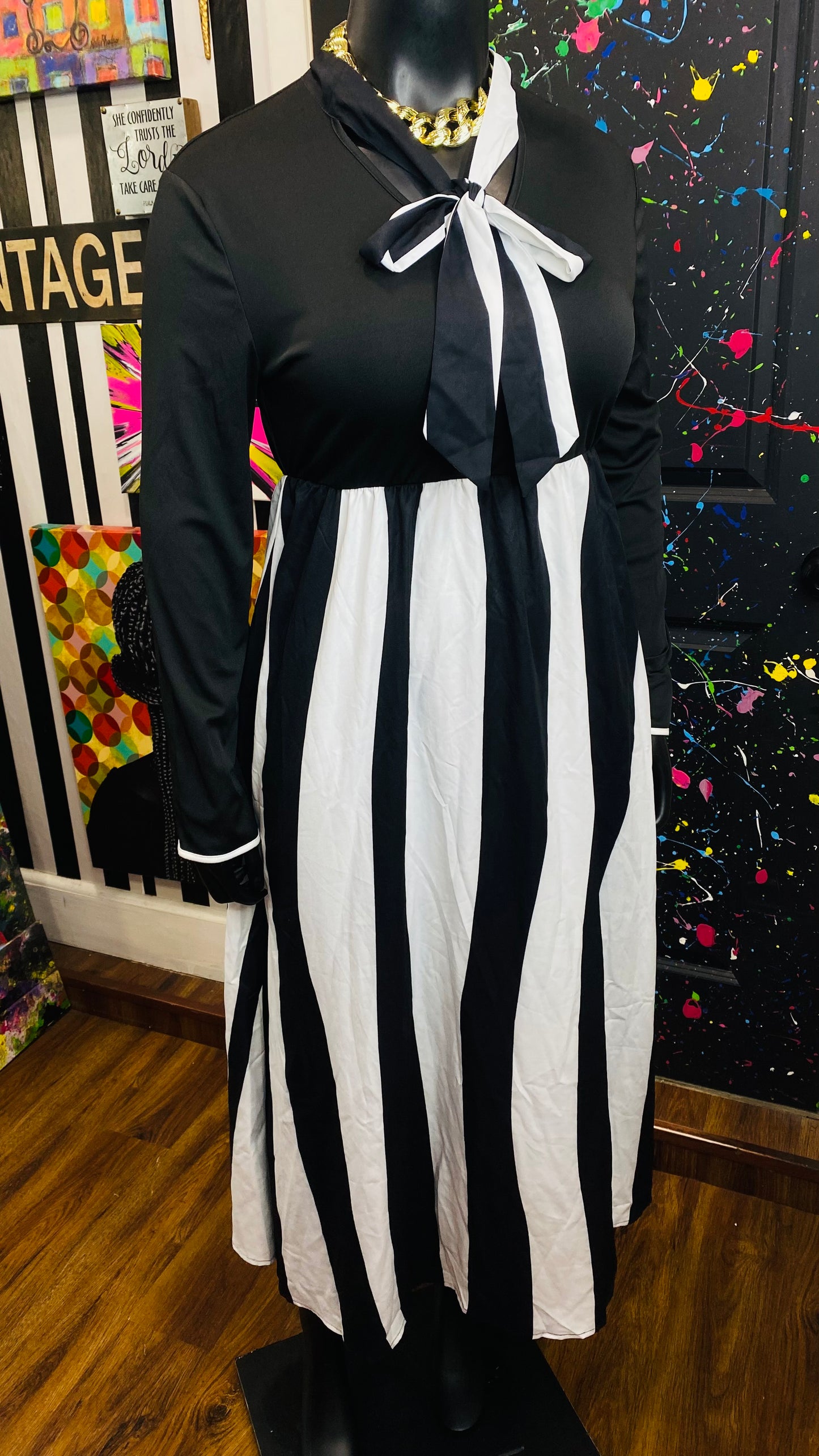 Black & White Striped Dress (12)