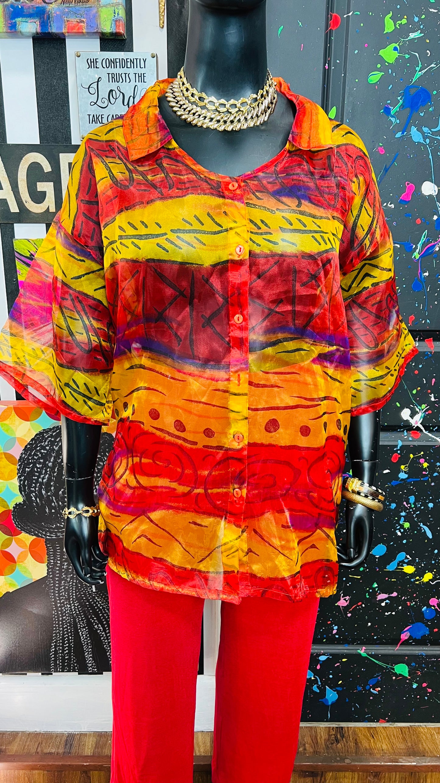 Vintage Y2K Sheer Blouse (36)
