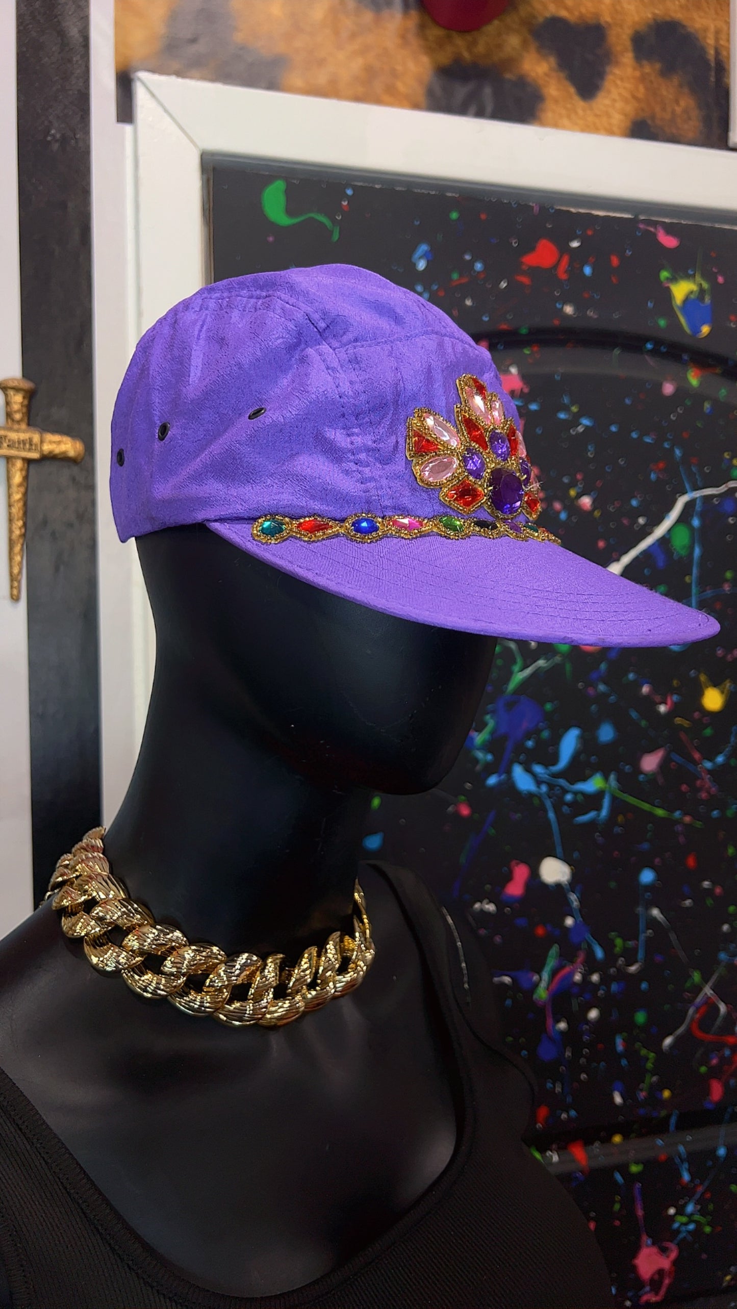 Vintage Purple Jeweled Ball Cap