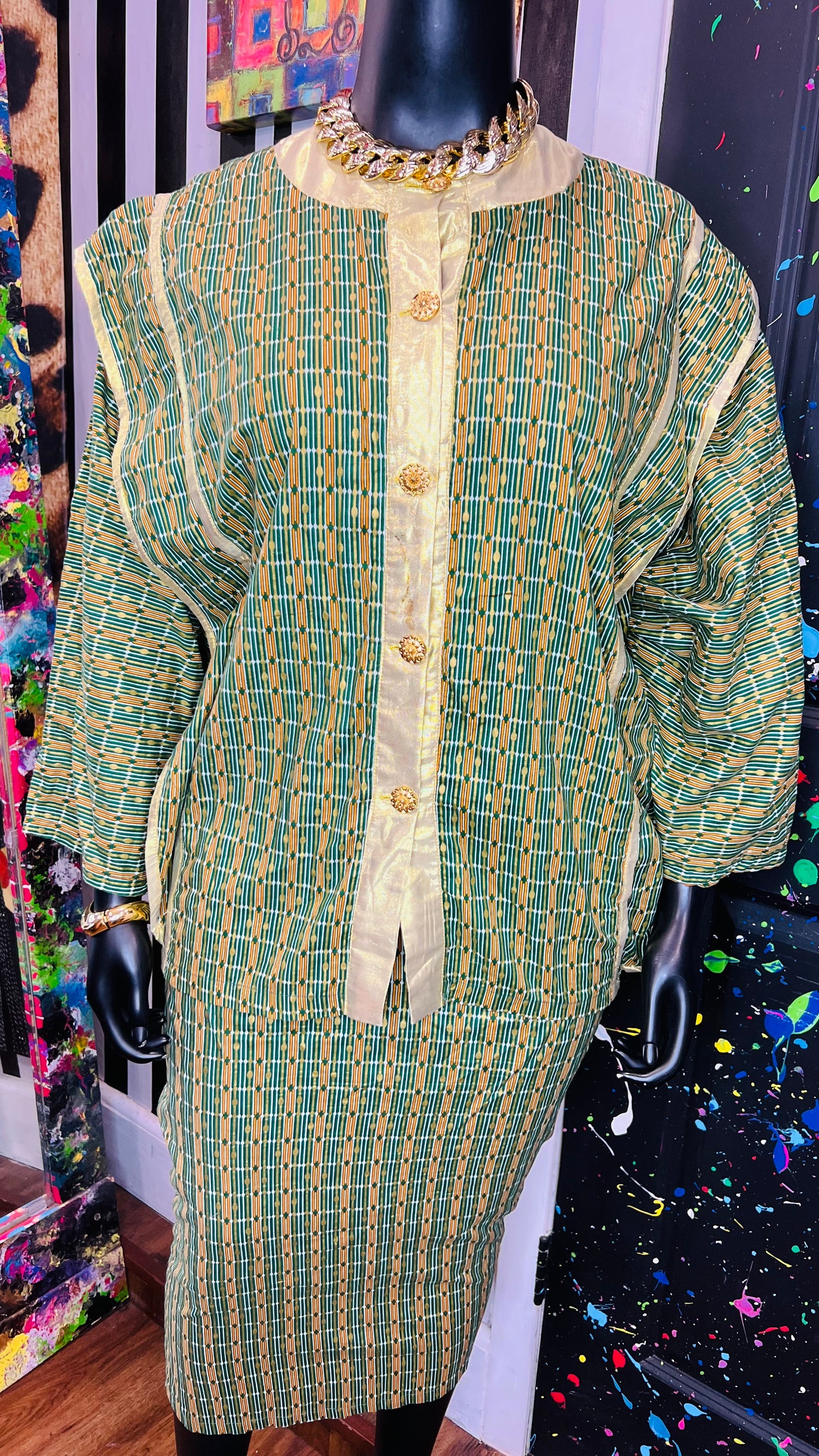 Vintage Authentic African Skirt Set (OS)