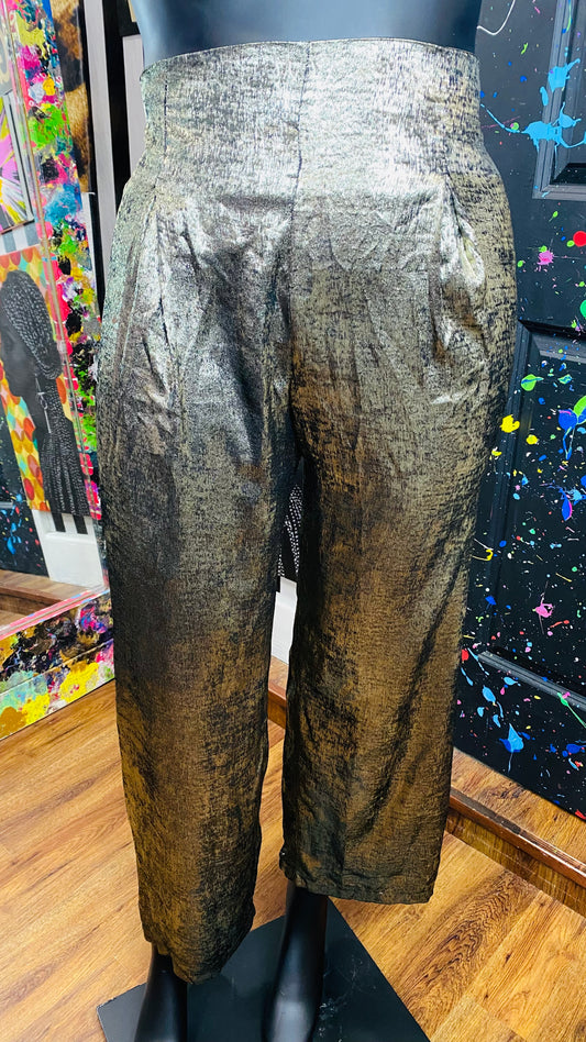 High Waist Pleated Pewter Colored Wide Leg Pants (18)