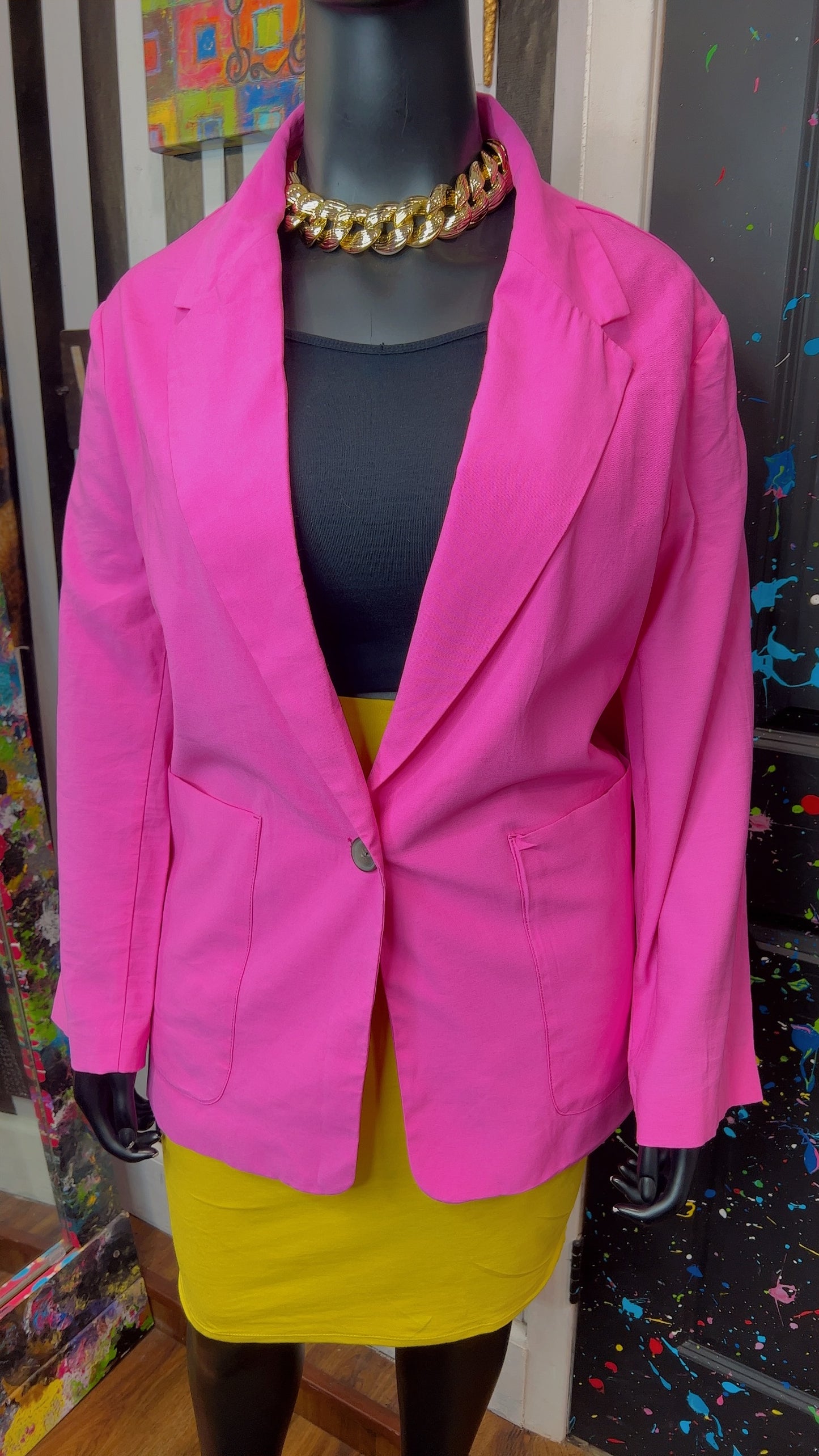 Vintage Inspired Pink Oversized Blazer (24)