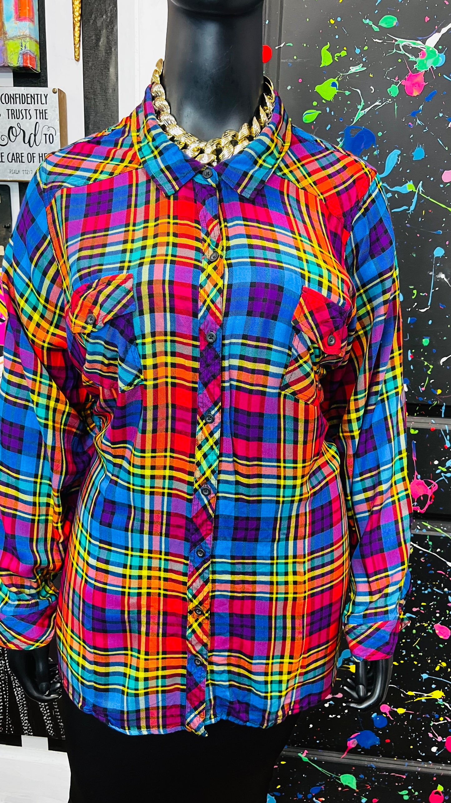 Torrid Rainbow Plaid Blouse (24)
