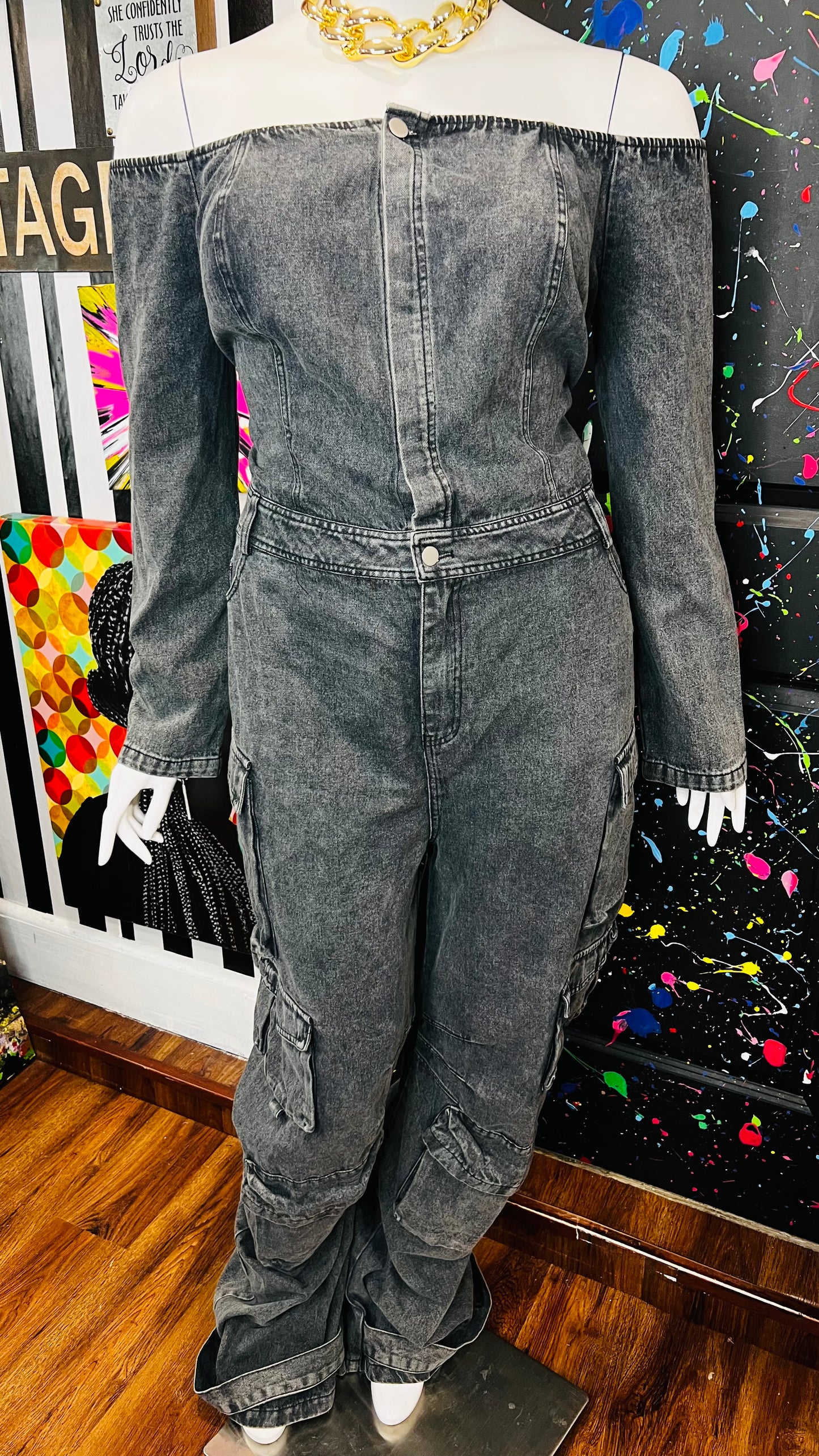 Vintage Inspired Denim Jumpsuit- New w/ Tags (18)