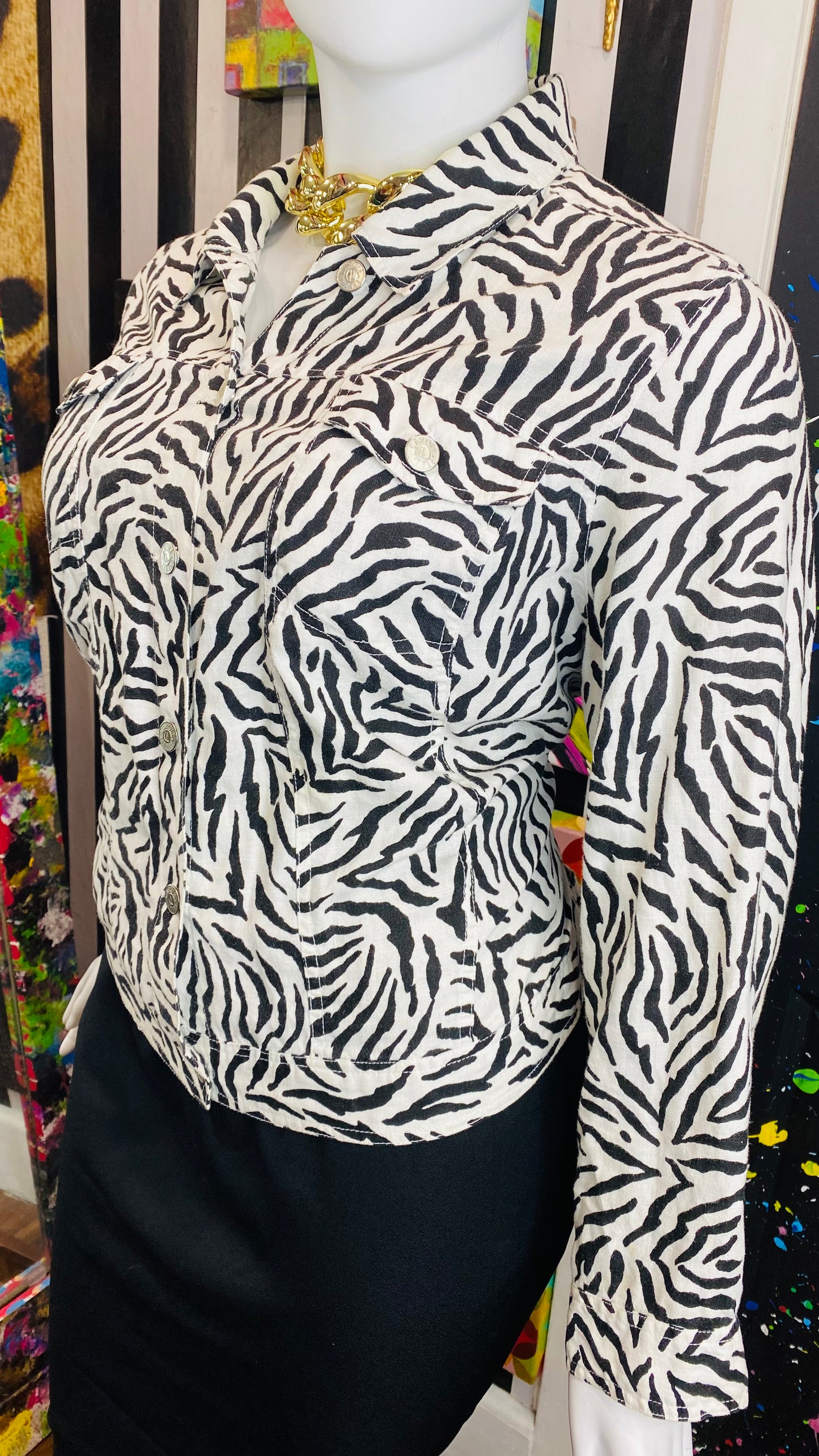 Vintage Carole Little Denim Zebra Print Jacket (24)