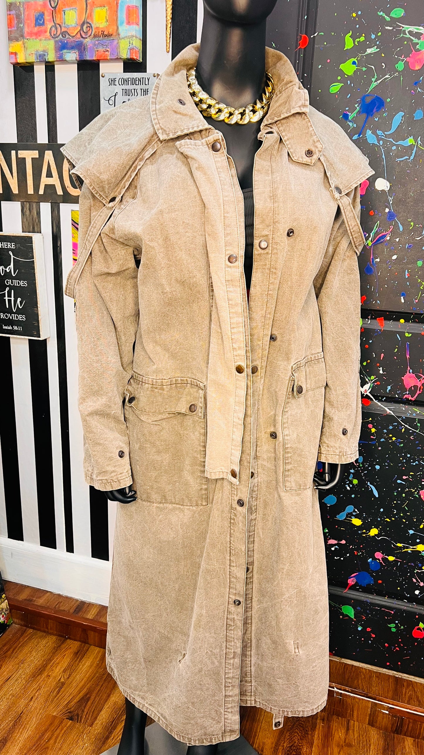 Vintage Denim Distressed Trench Coat (18)