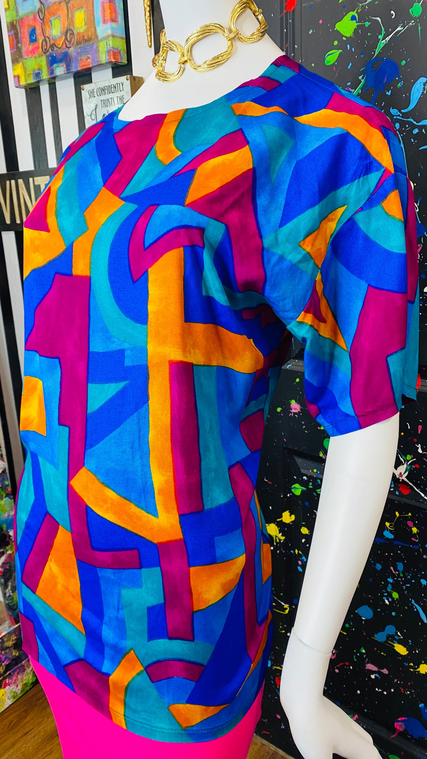 Vintage Abstract Blouse (12/14)