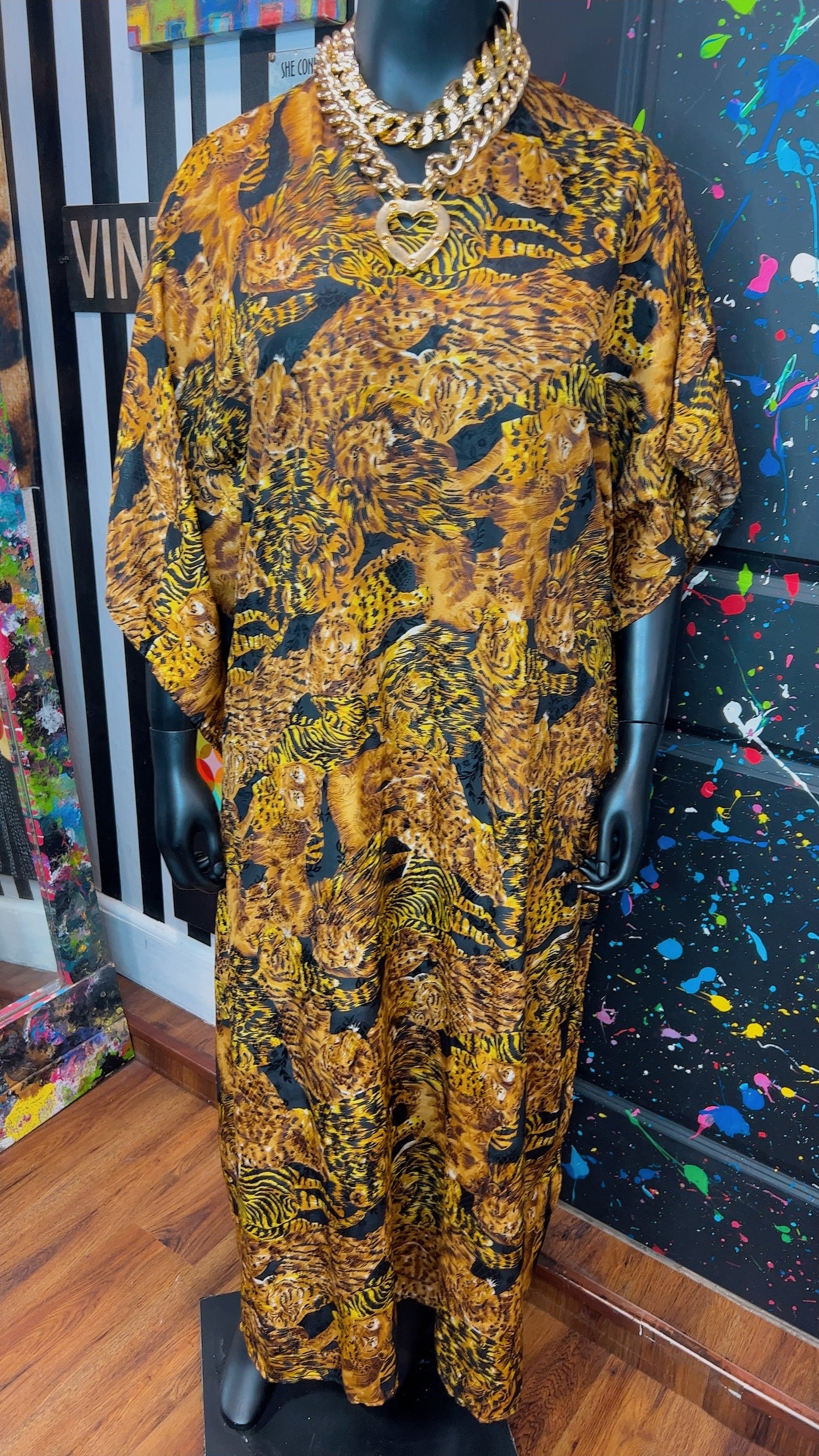 Vintage Animal Print Kaftan (OS)