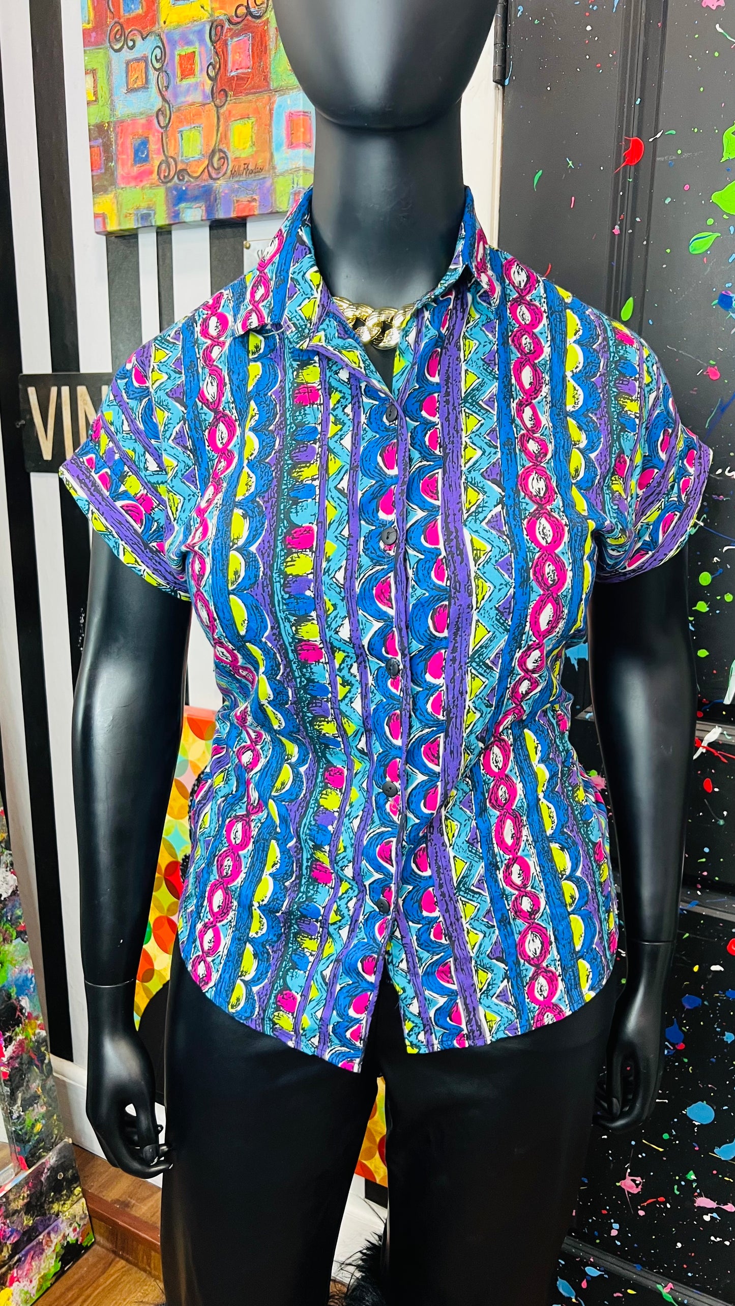 Vintage Abstract 80’s Blouse (16/18)