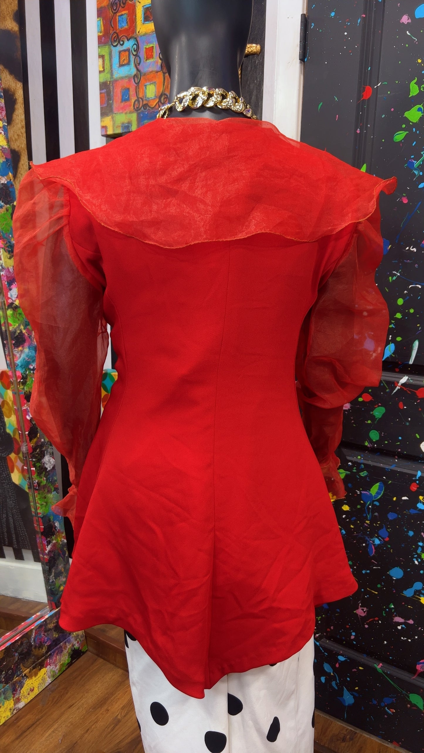 Vintage Open Sheer Sleeves Blazer (22)